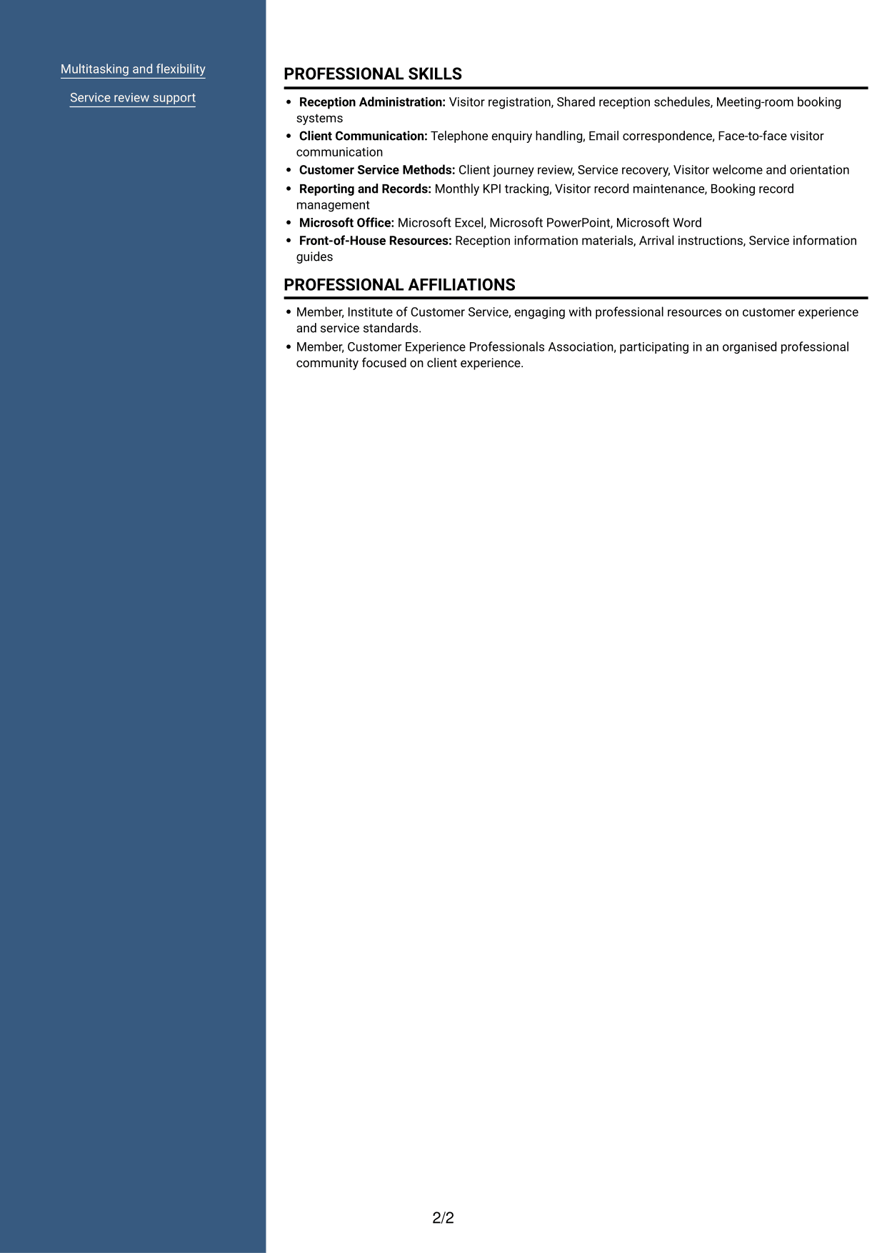 CV example — page 2