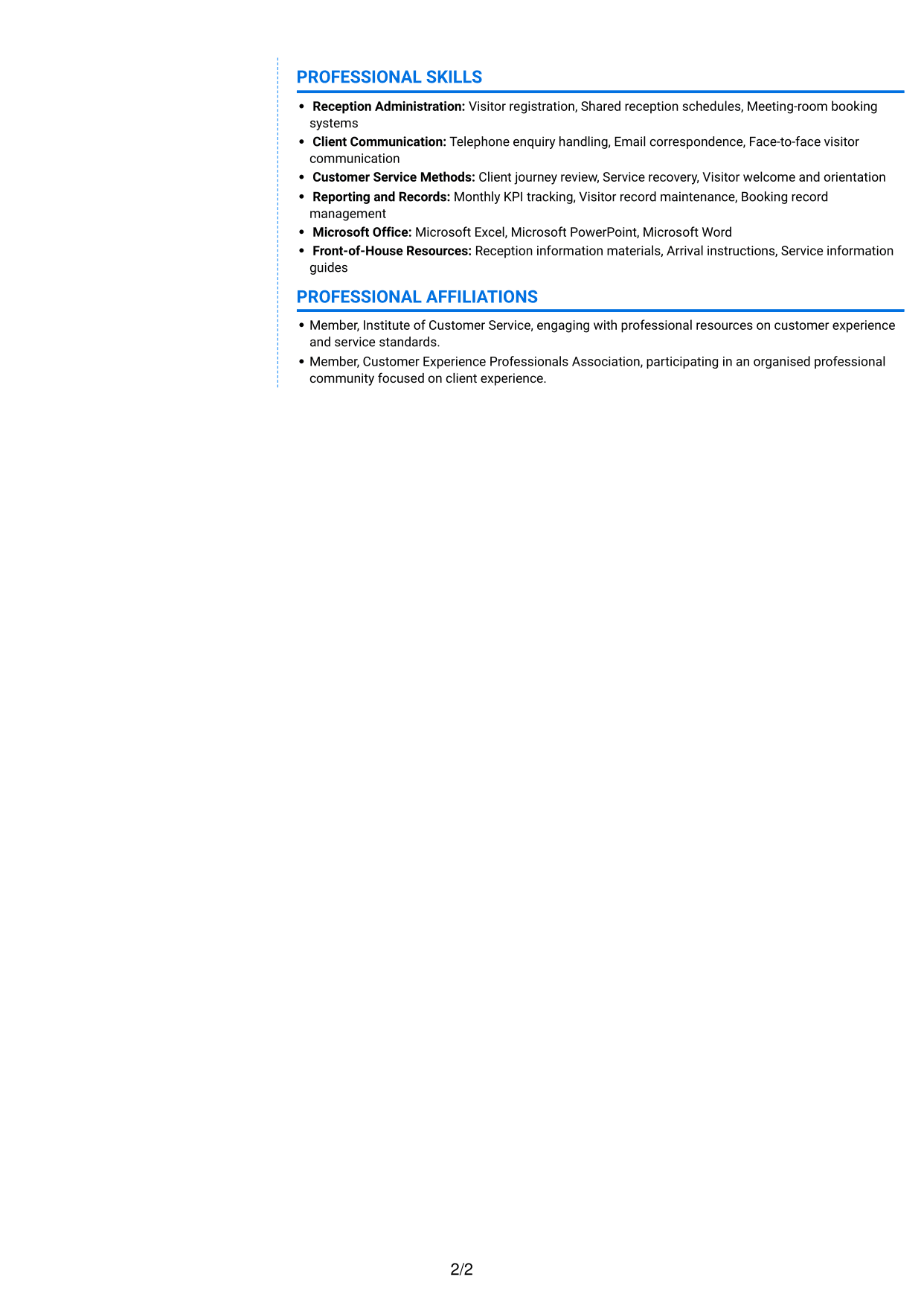 CV example — page 2