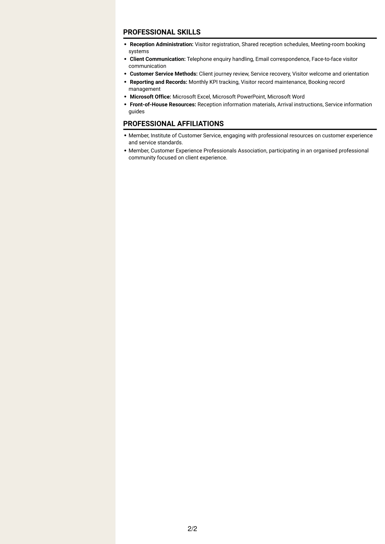 CV example — page 2