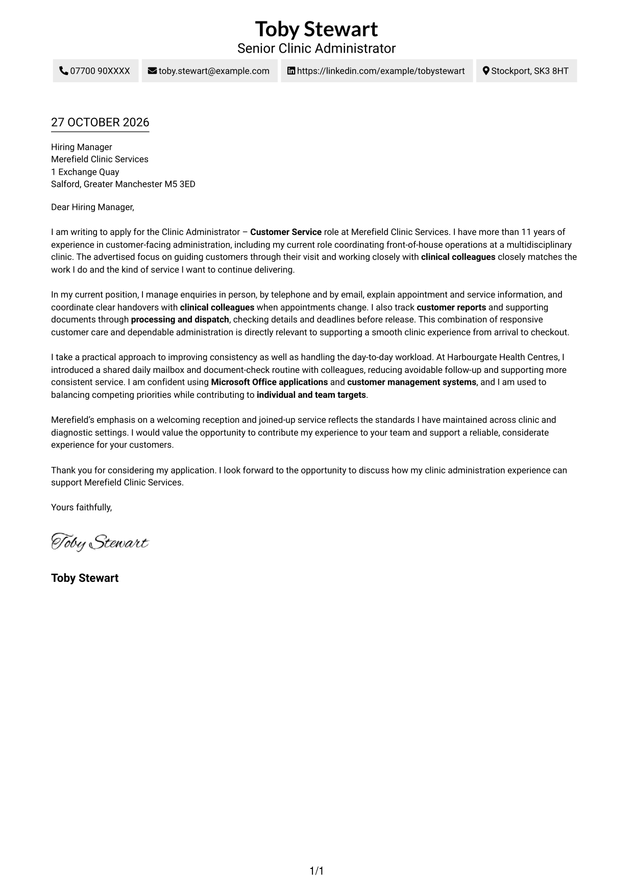 Cover letter example — page 1