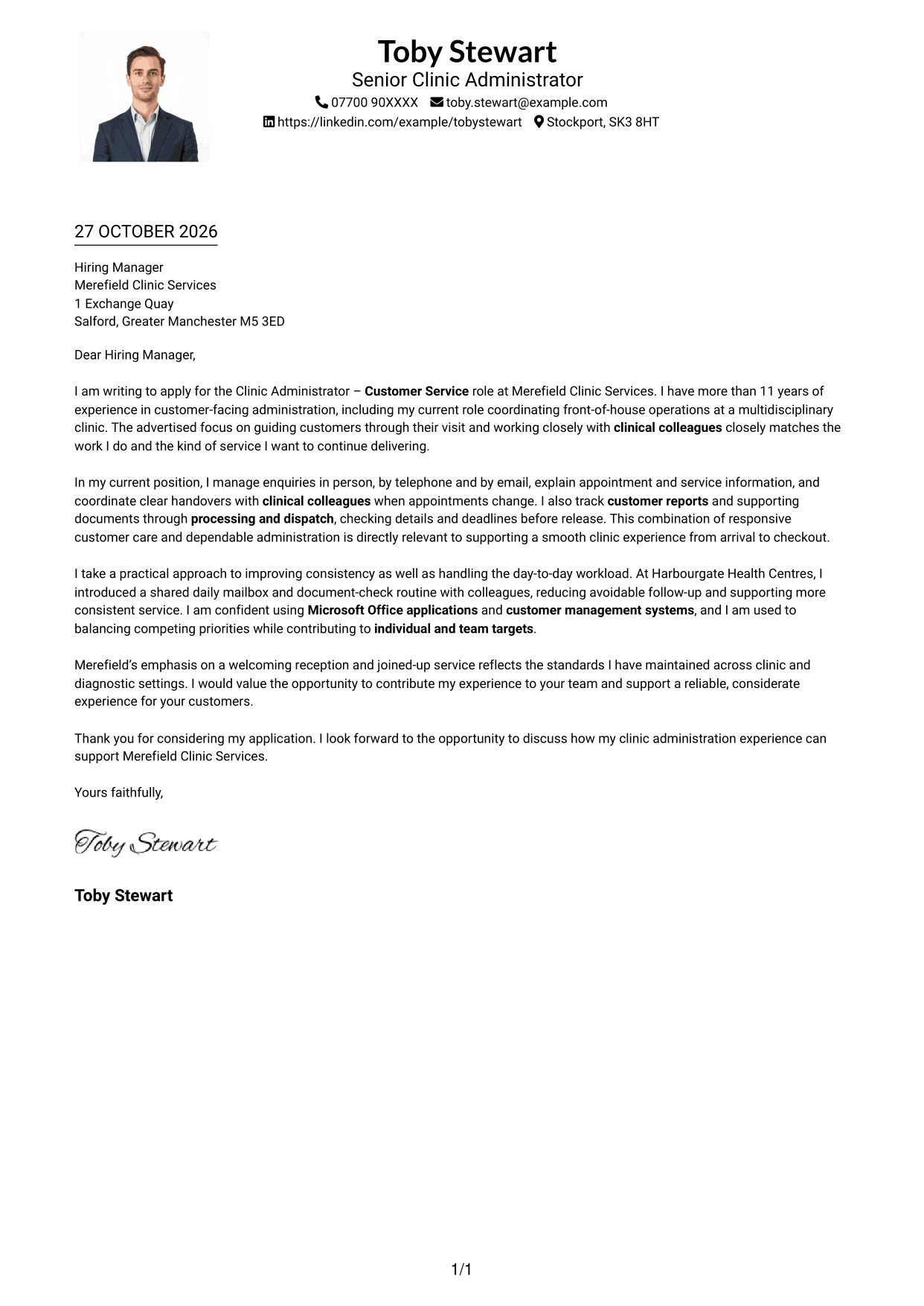 Cover letter example — page 1