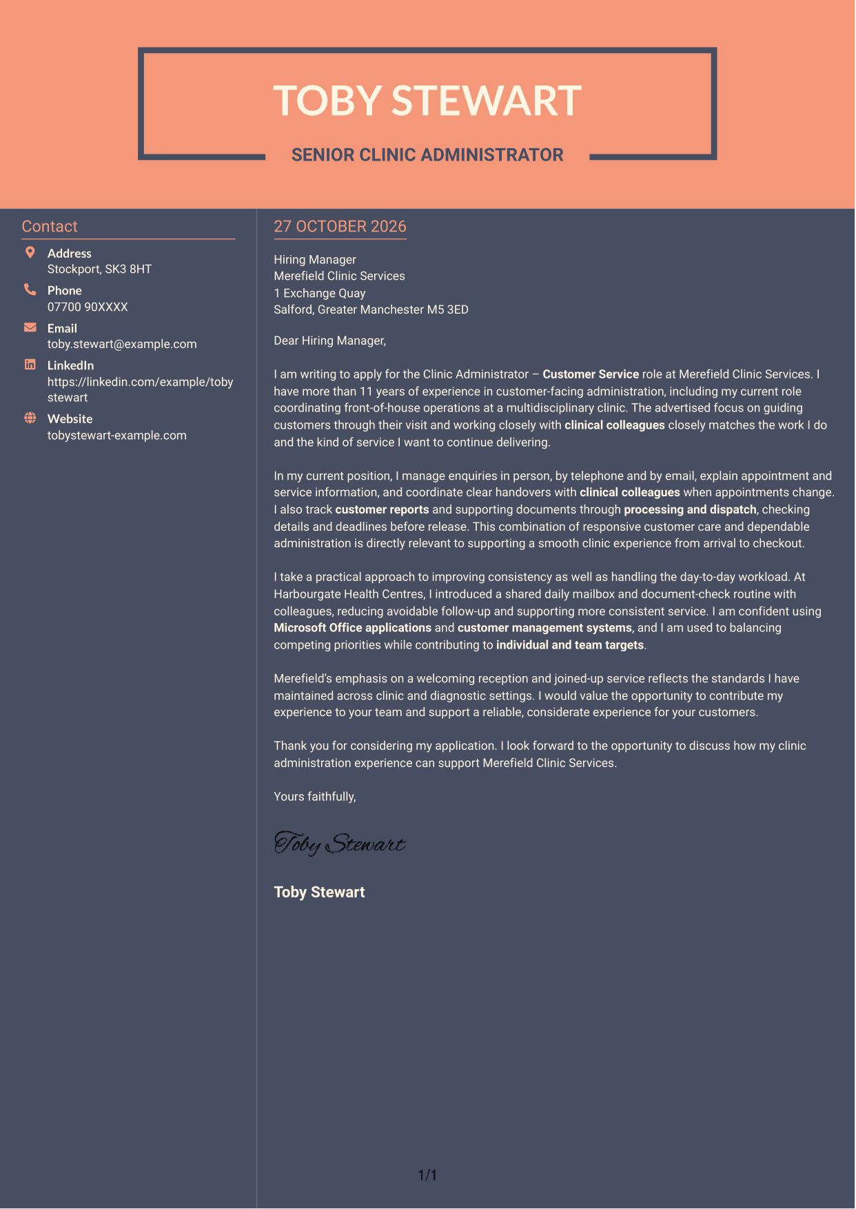 Cover letter example — page 1