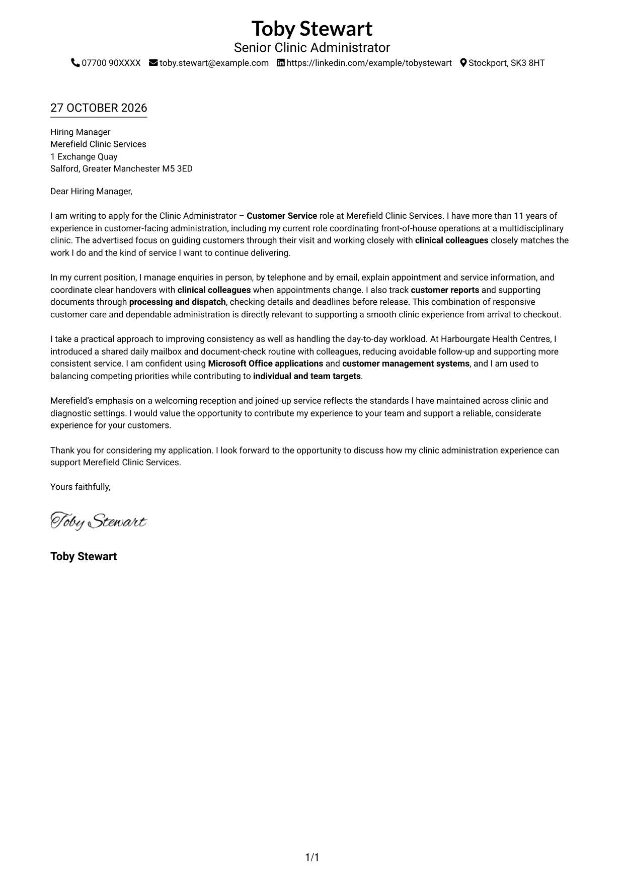 Cover letter example — page 1