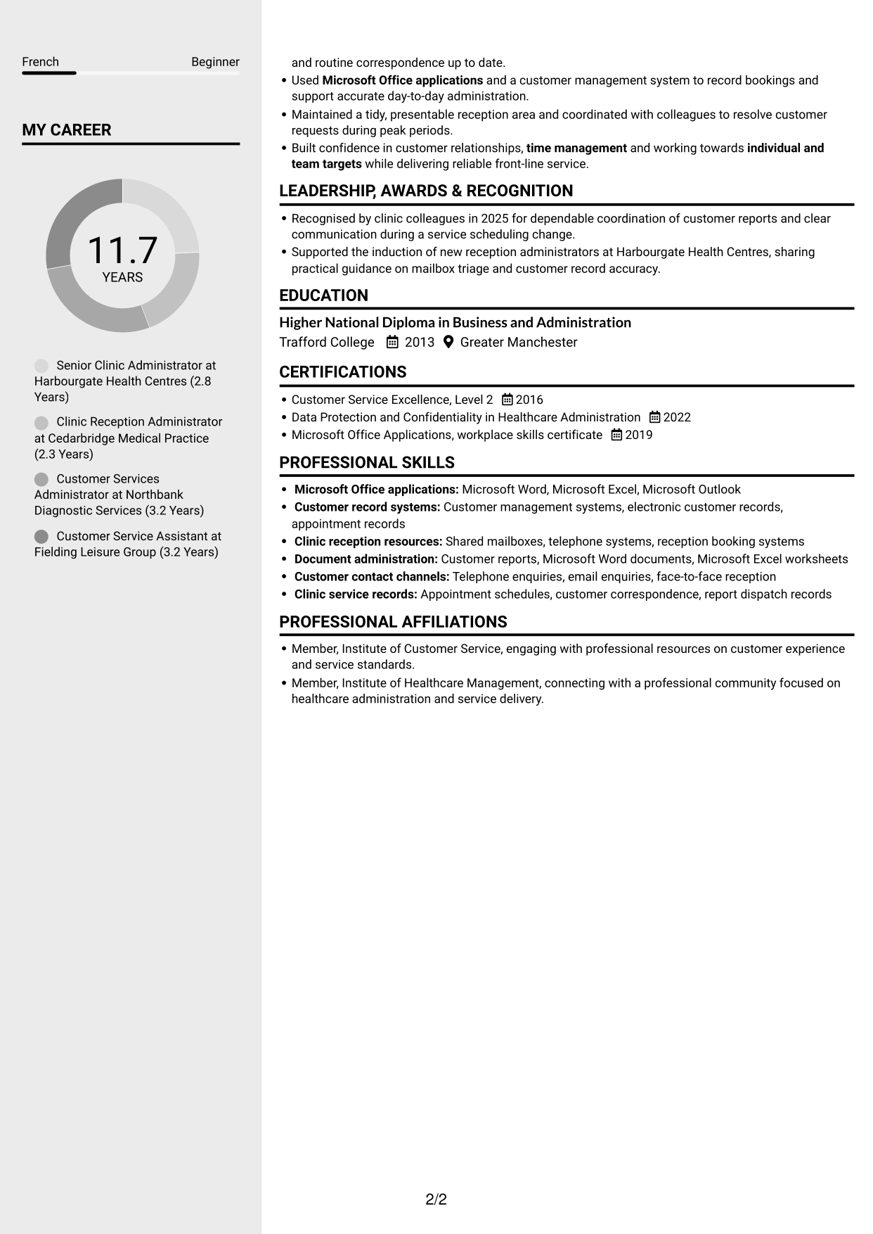 CV example — page 2