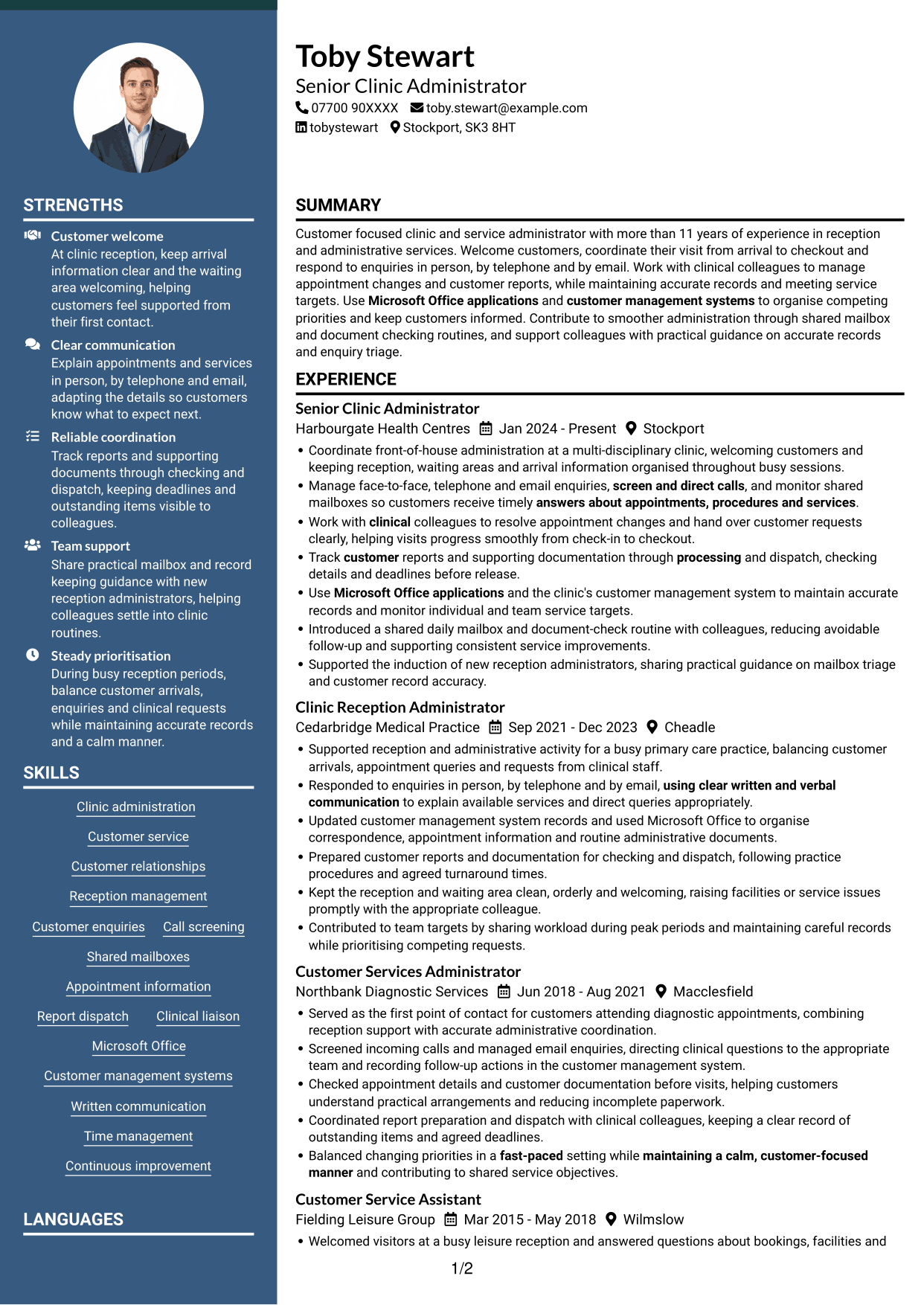 CV example — page 1