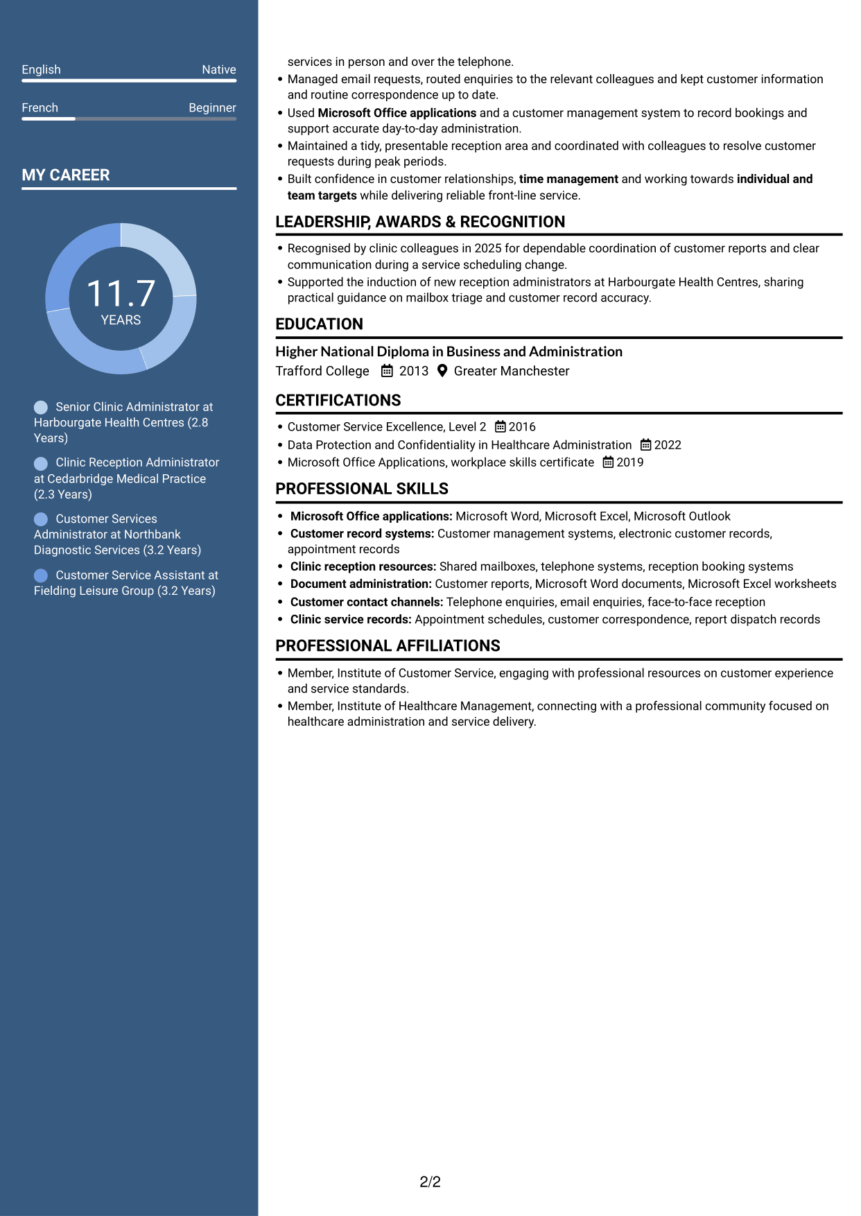 CV example — page 2
