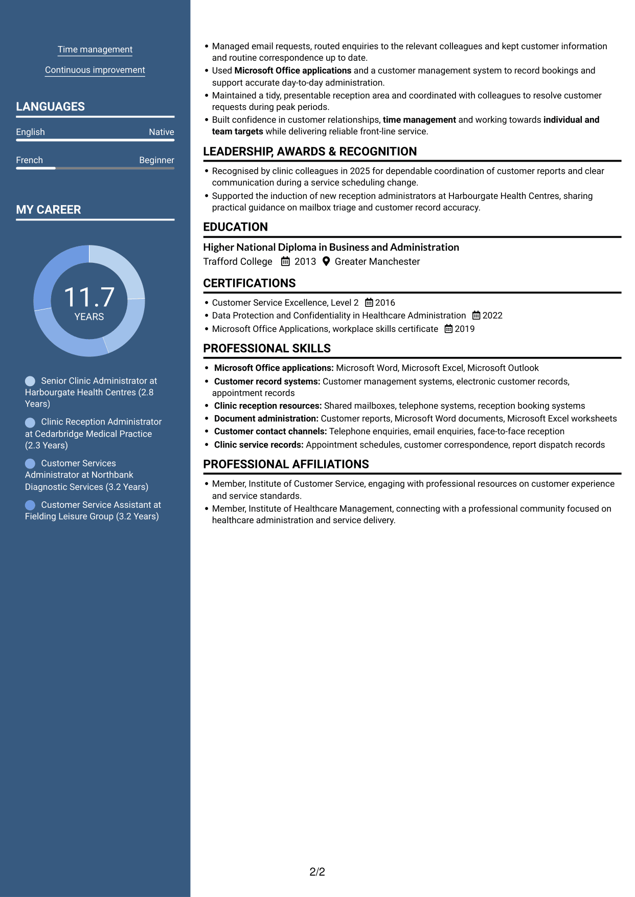 CV example — page 2