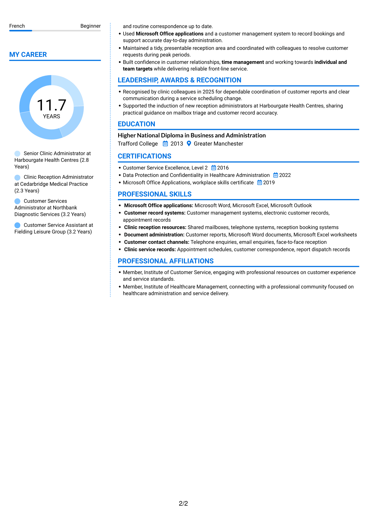 CV example — page 2