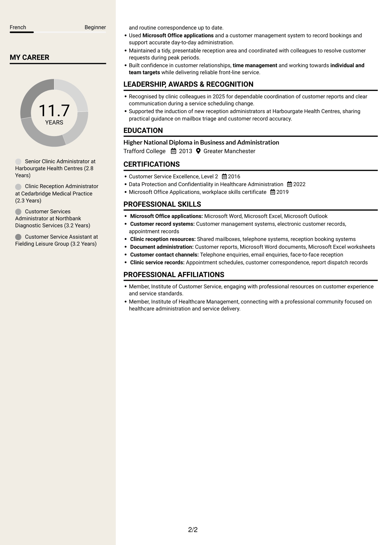 CV example — page 2