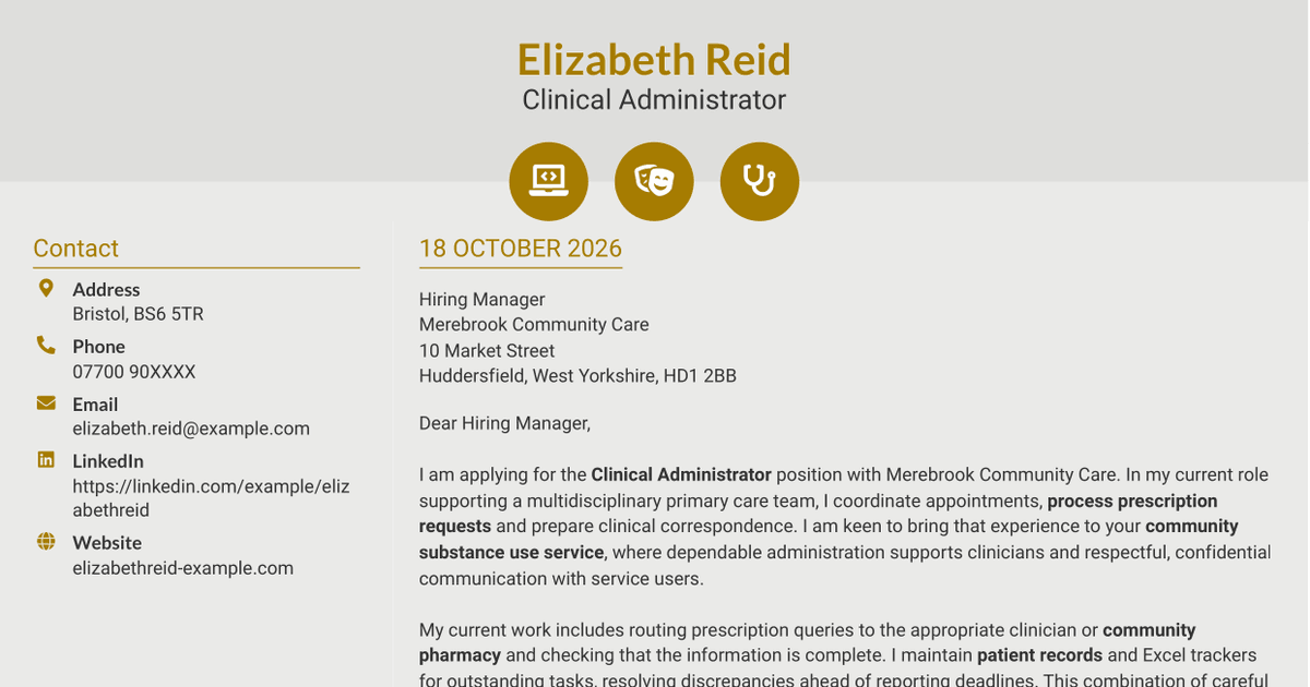 7 Clinical Administrator Cover Letter Templates with Example