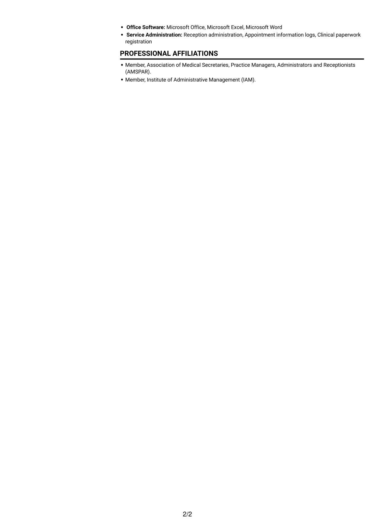 CV example — page 2