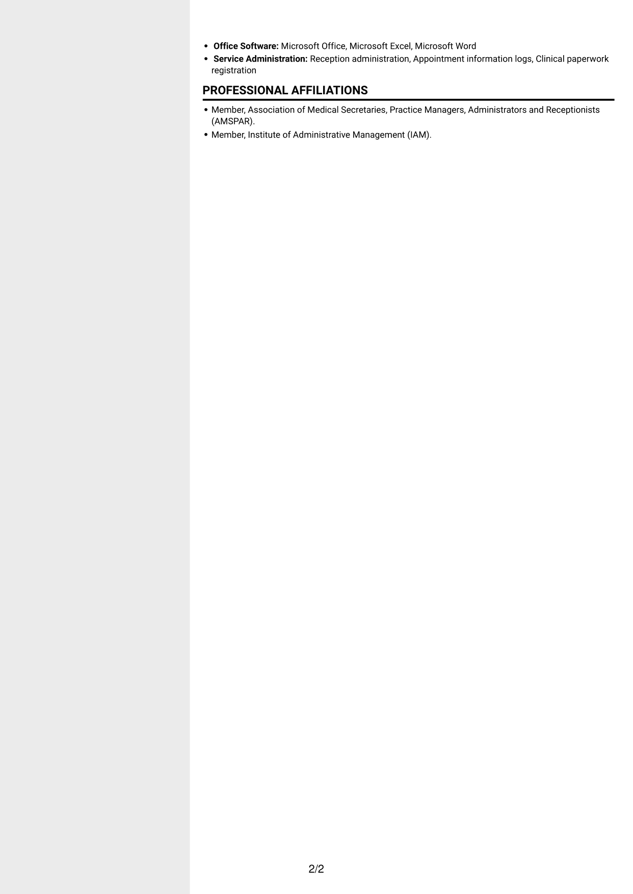 CV example — page 2