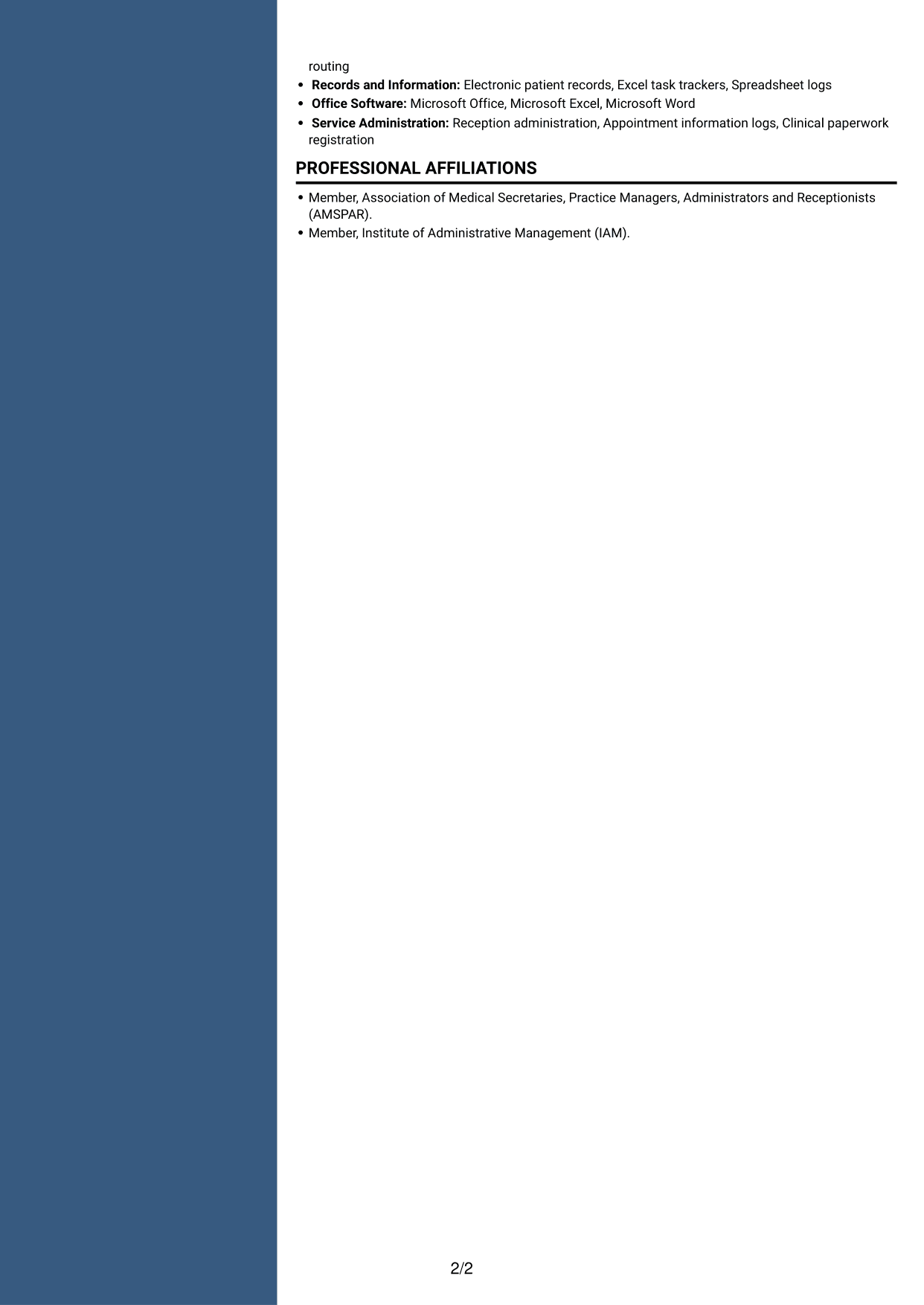 CV example — page 2