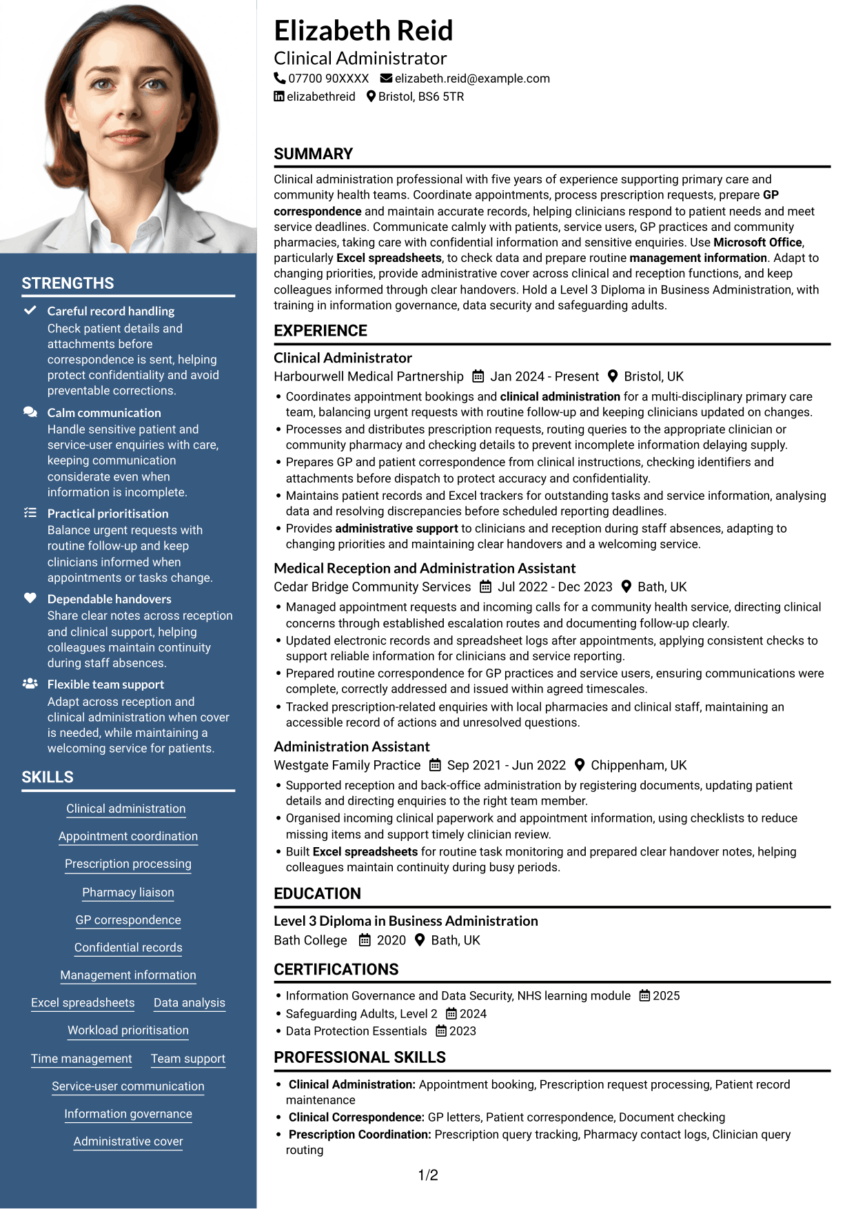 CV example — page 1