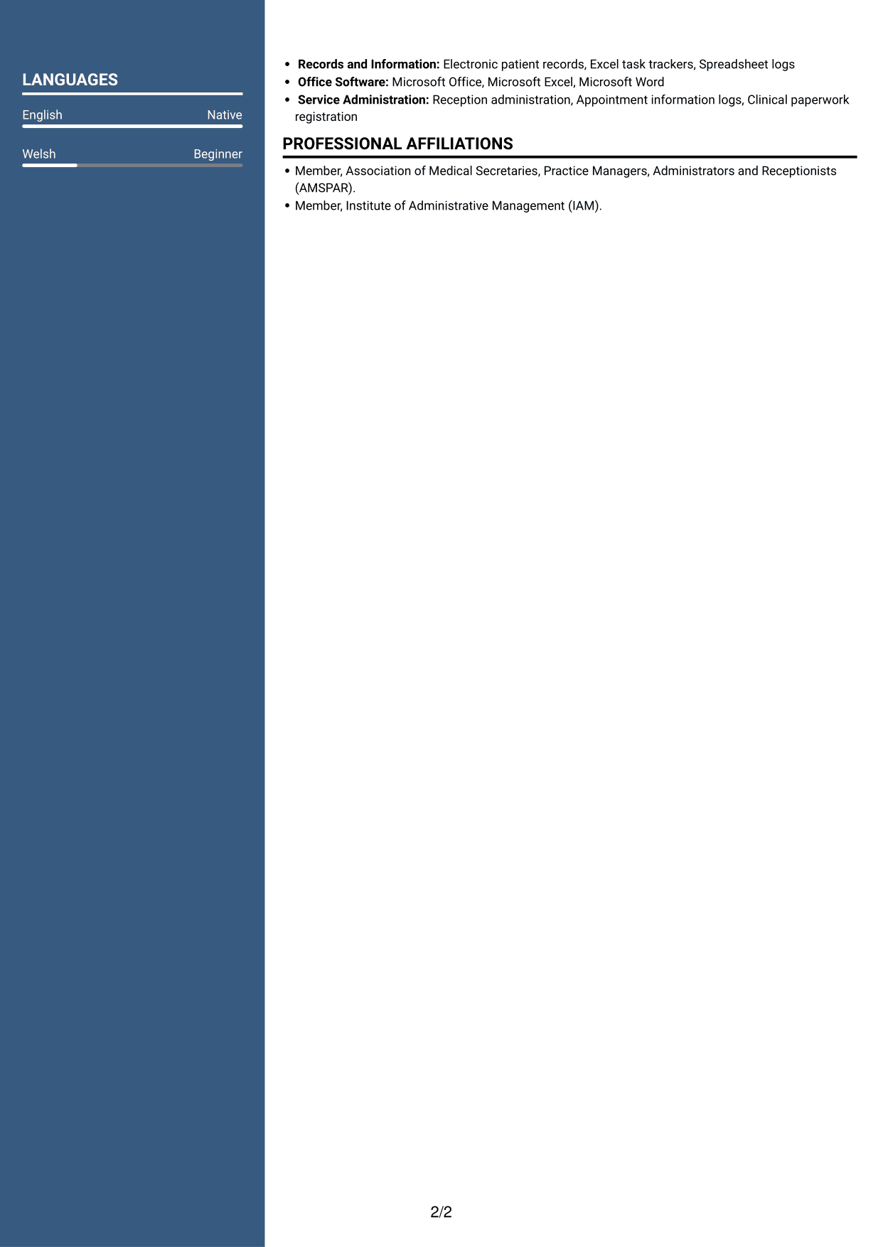 CV example — page 2