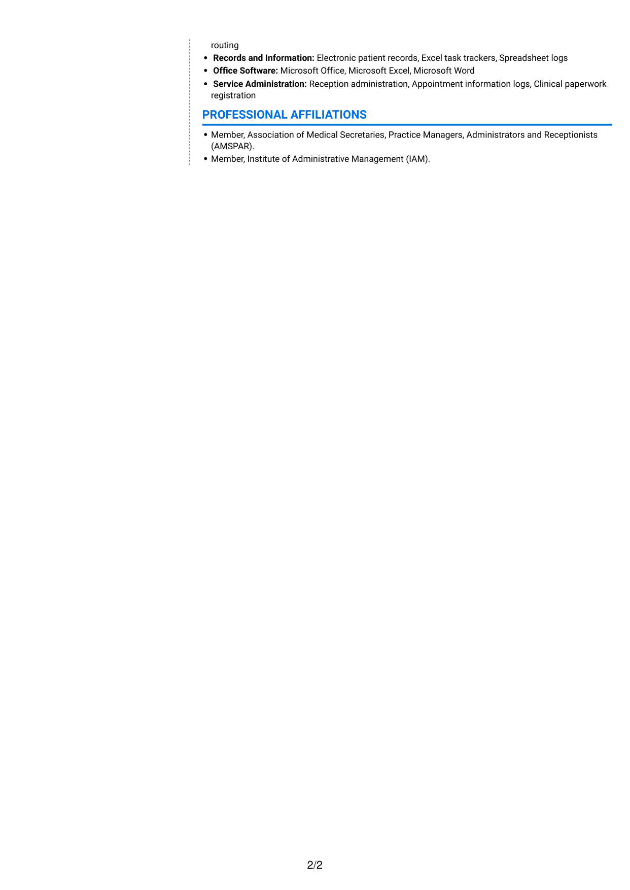 CV example — page 2