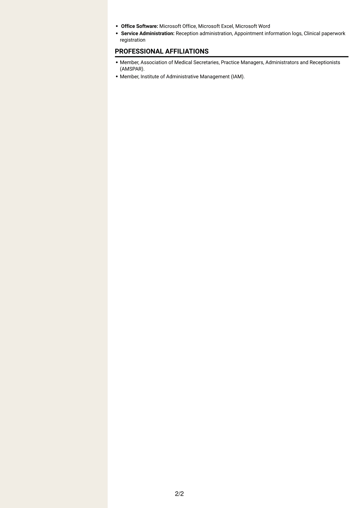 CV example — page 2