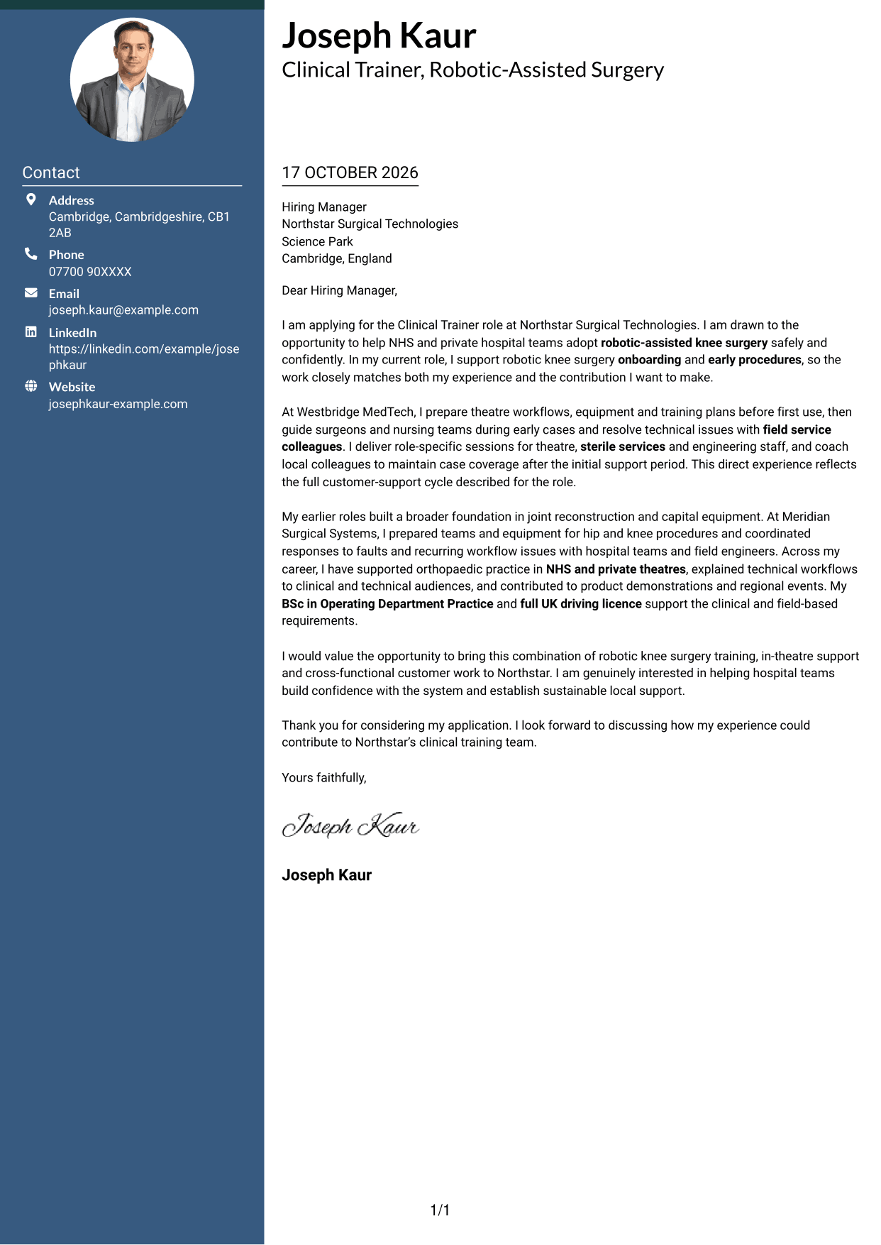 Cover letter example — page 1