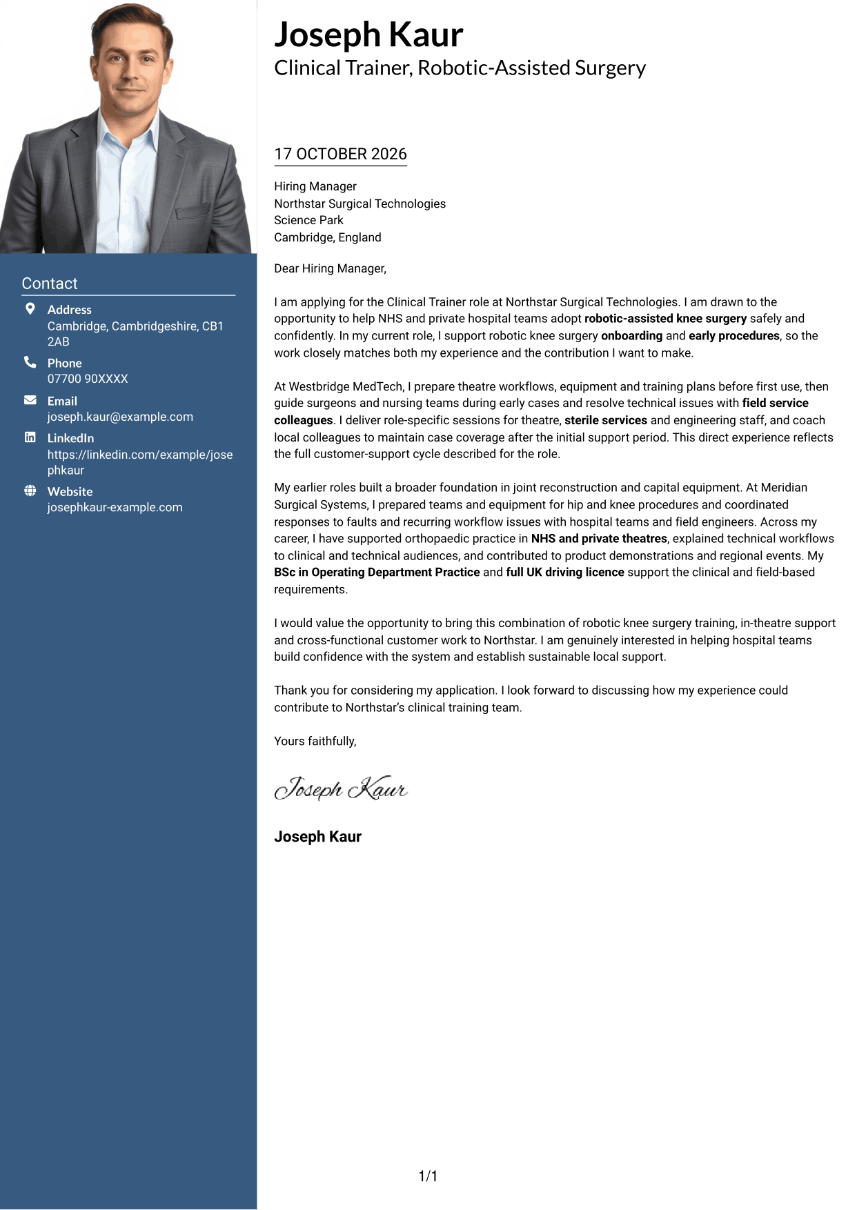 Cover letter example — page 1