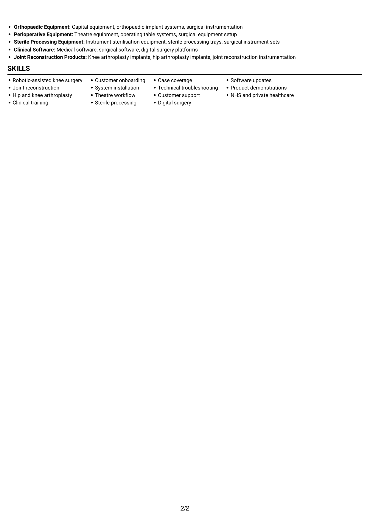 CV example — page 2