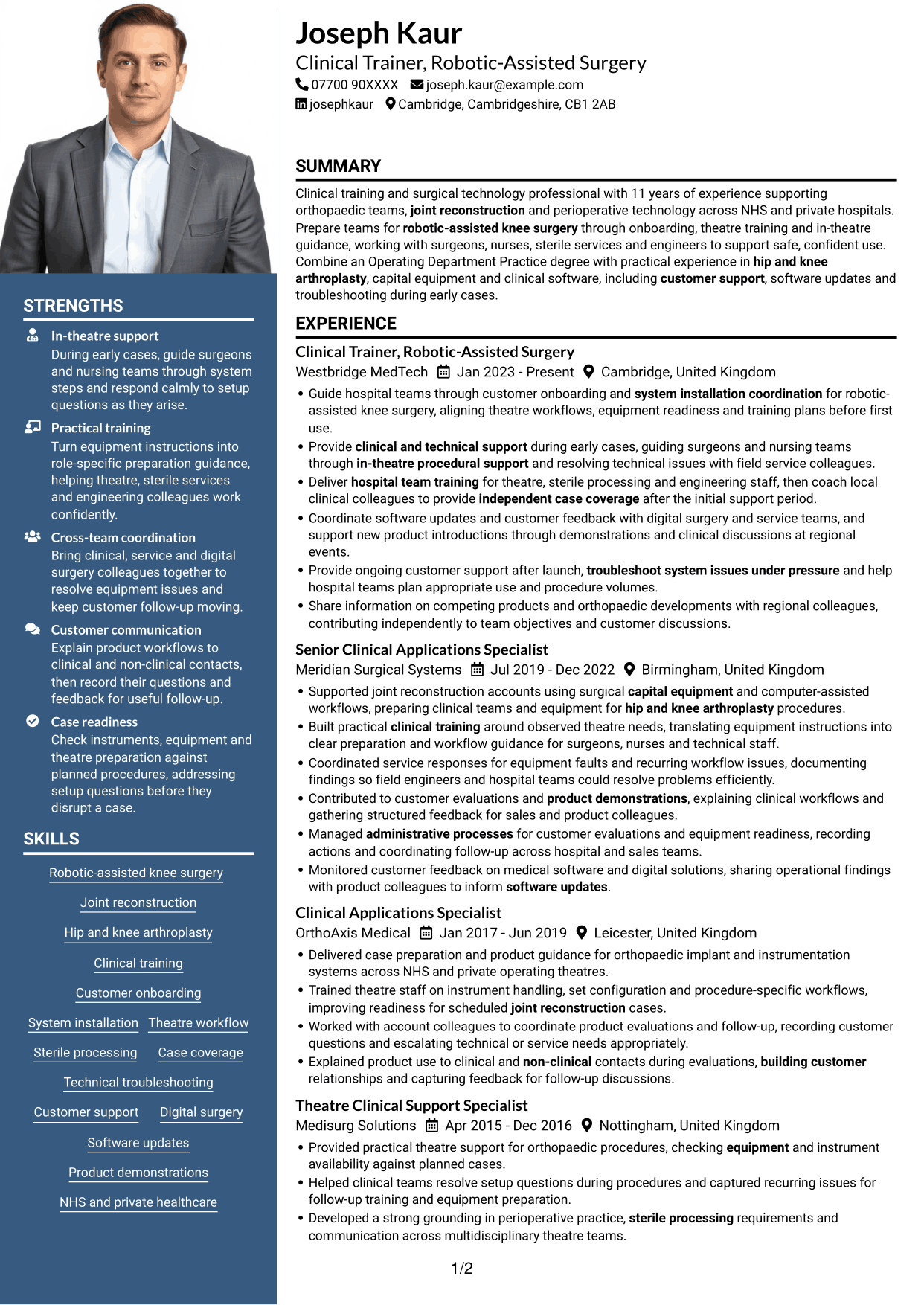 CV example — page 1