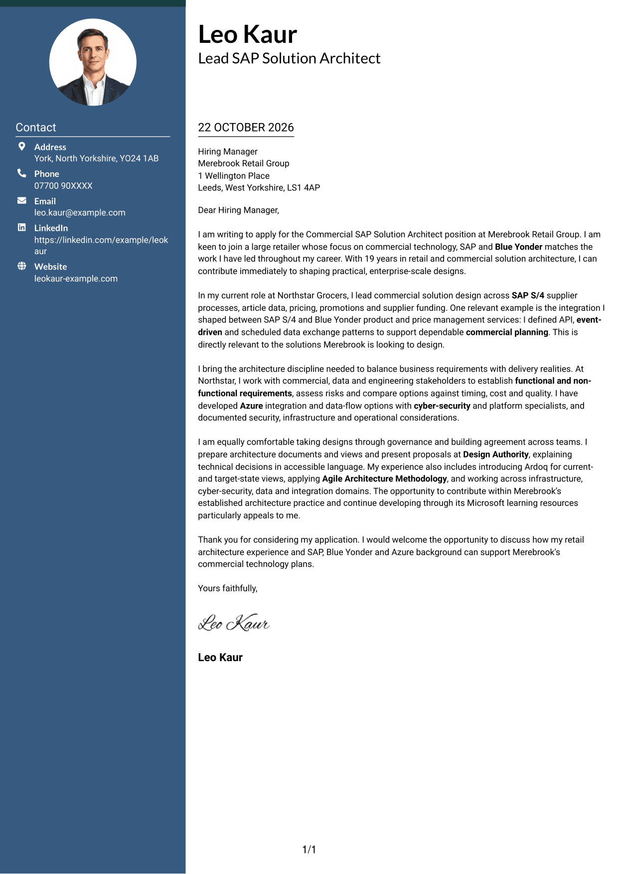 Cover letter example — page 1