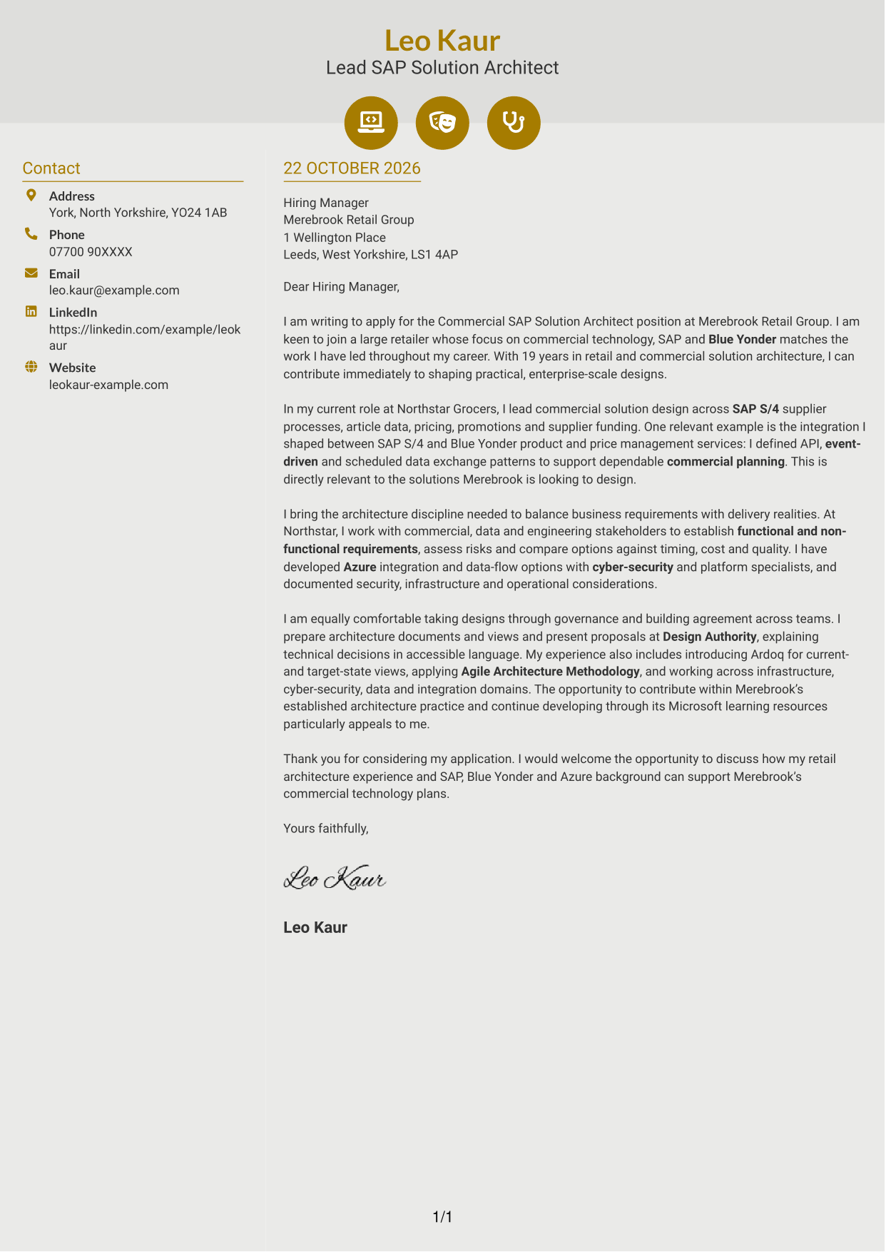 Cover letter example — page 1
