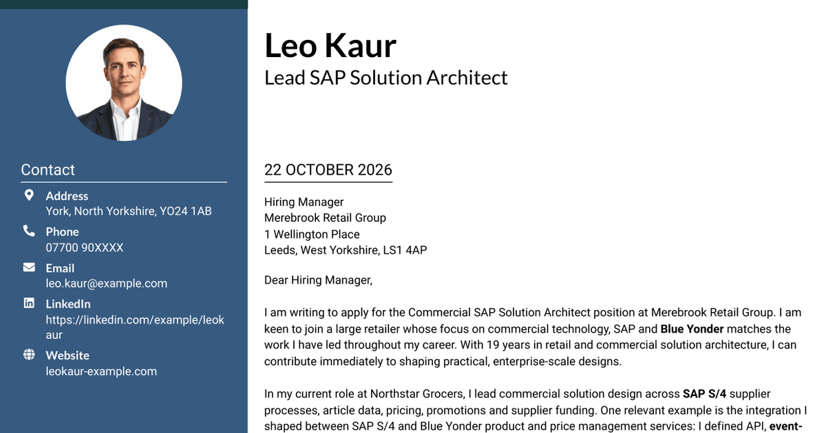 7 Commercial SAP Solution Architect Cover Letter Templates with Example