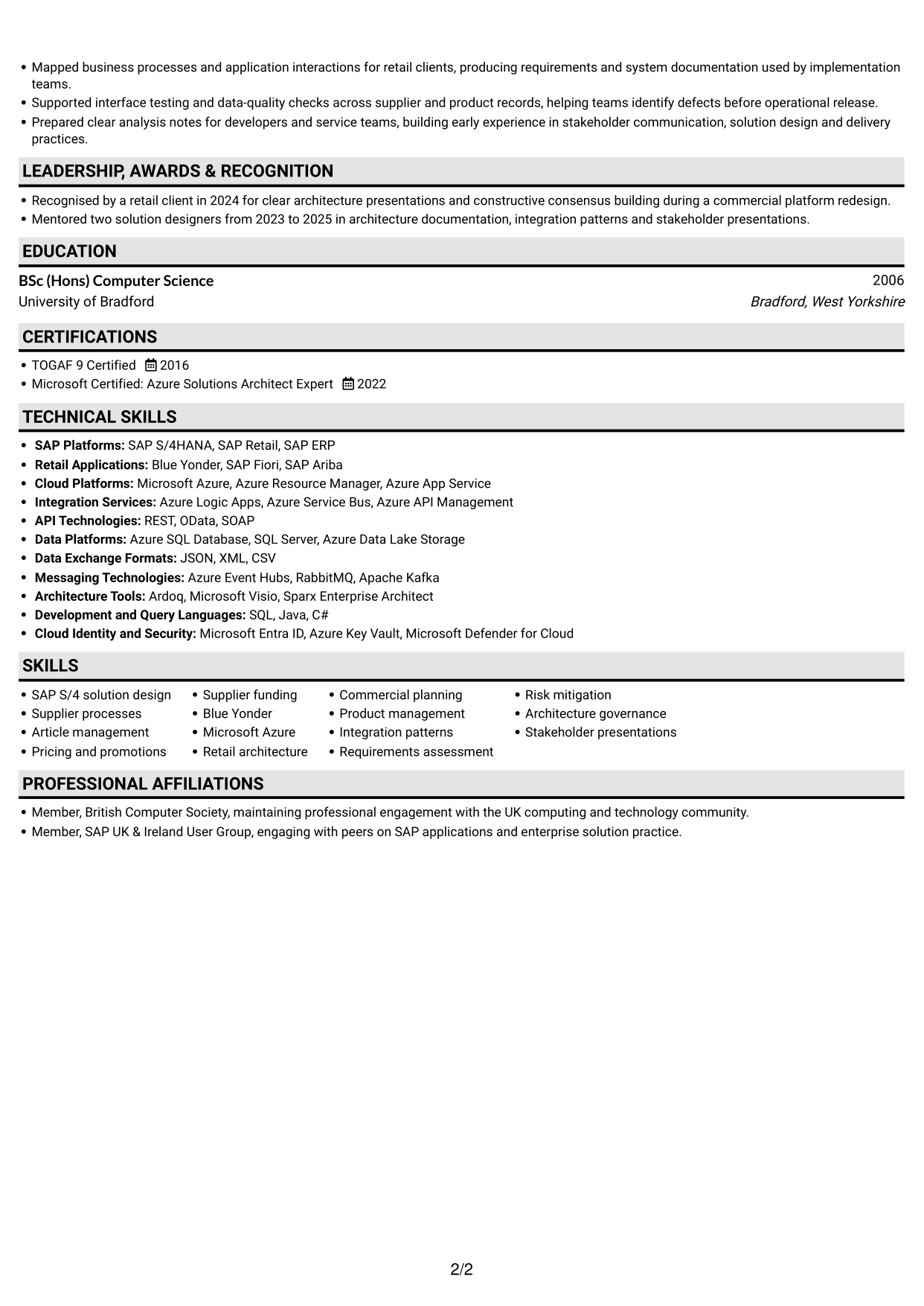 CV example — page 2