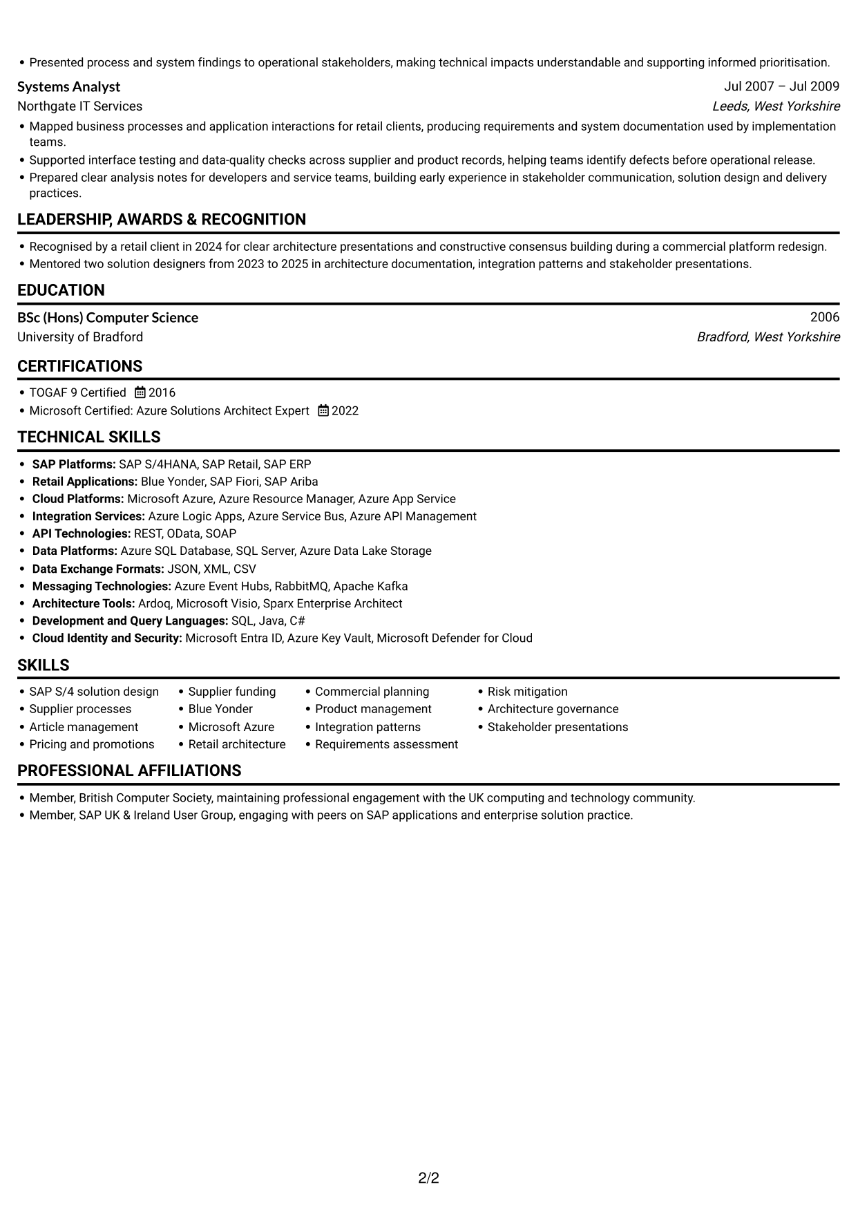 CV example — page 2
