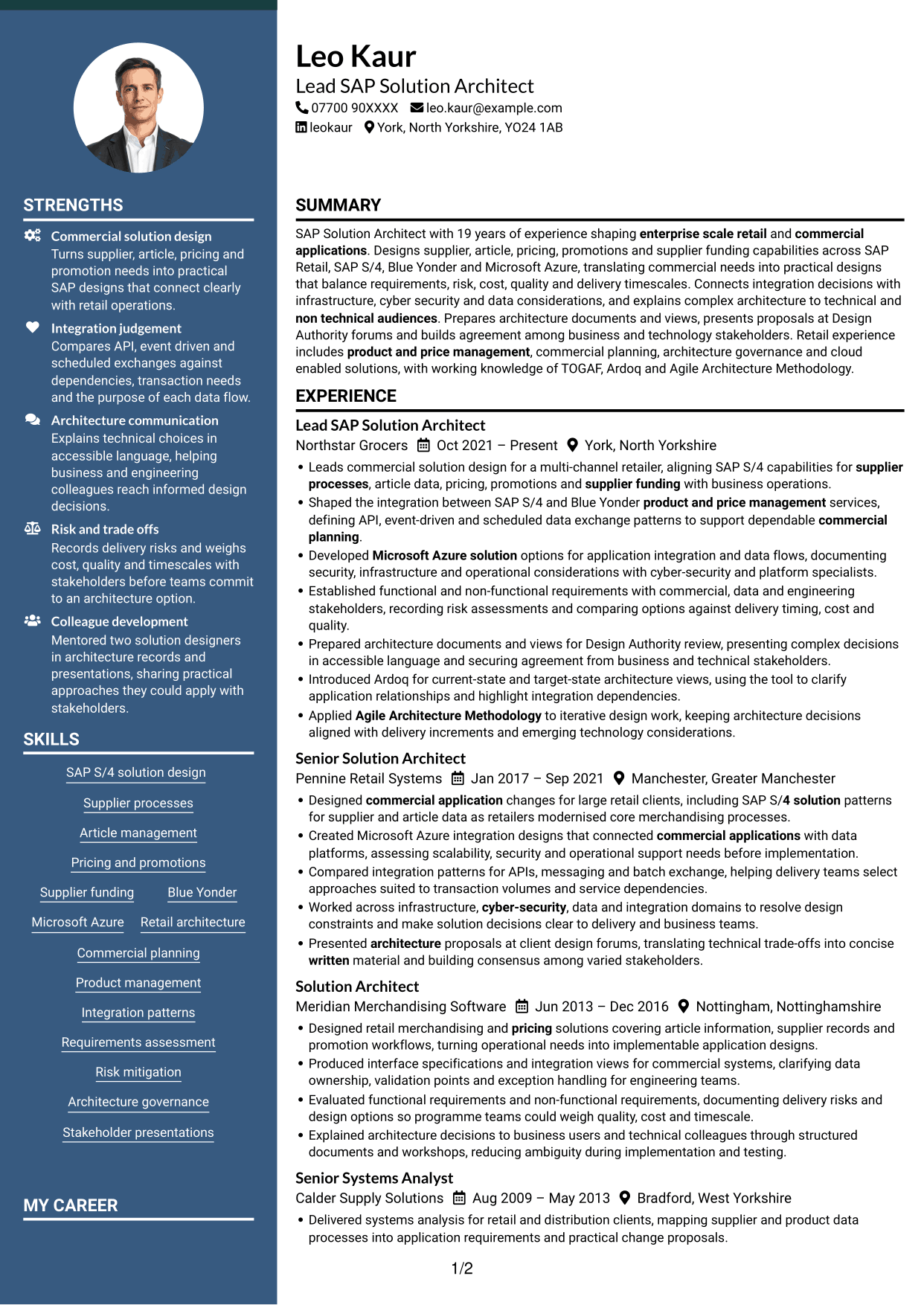 CV example — page 1