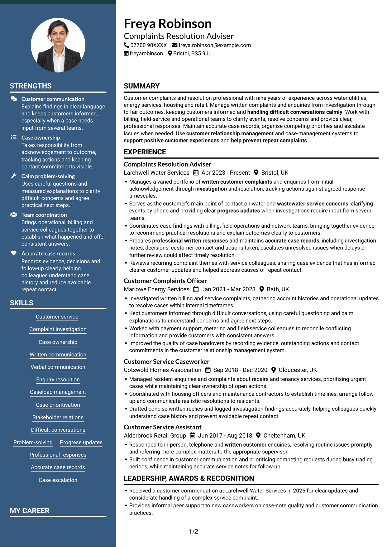 CV example — page 1