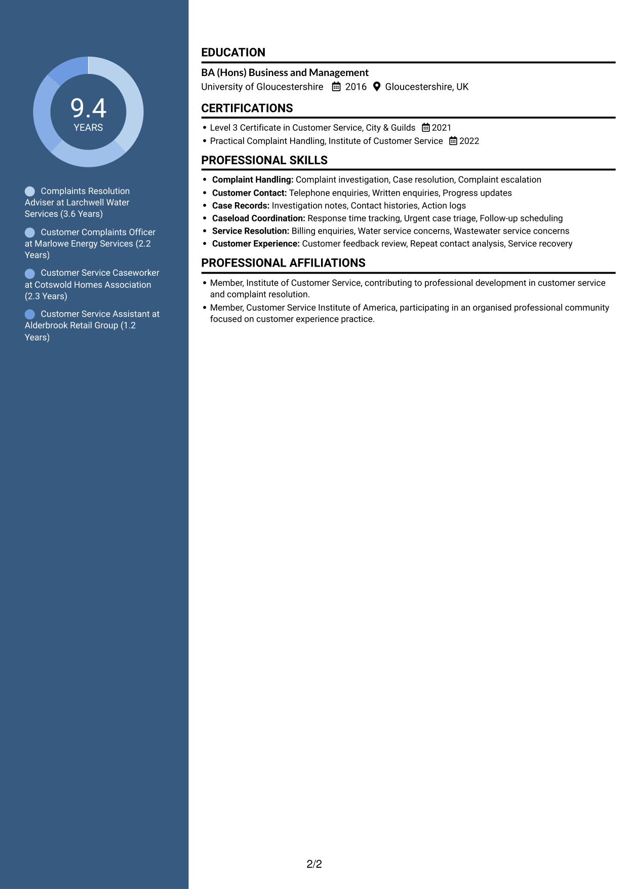 CV example — page 2