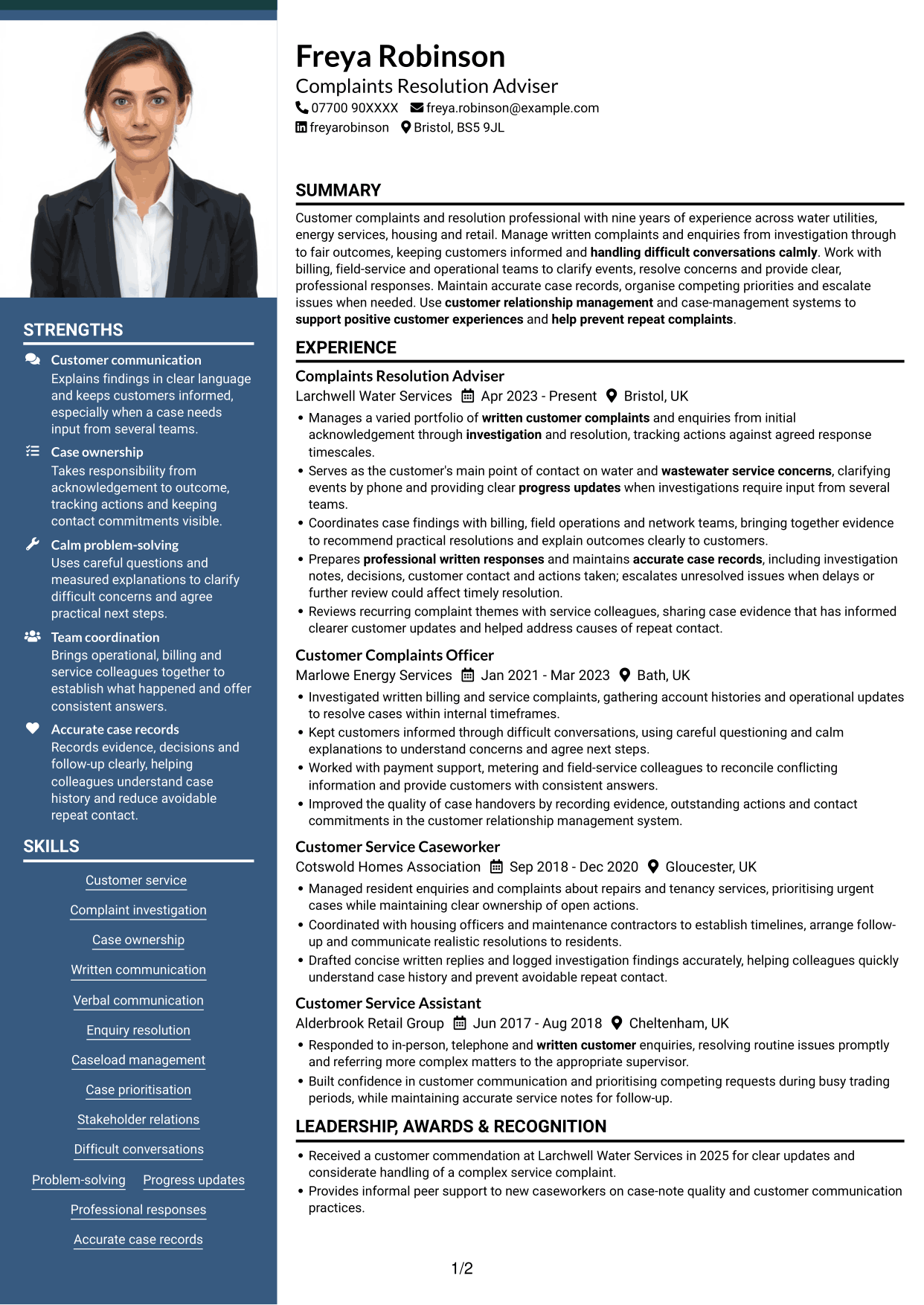 CV example — page 1