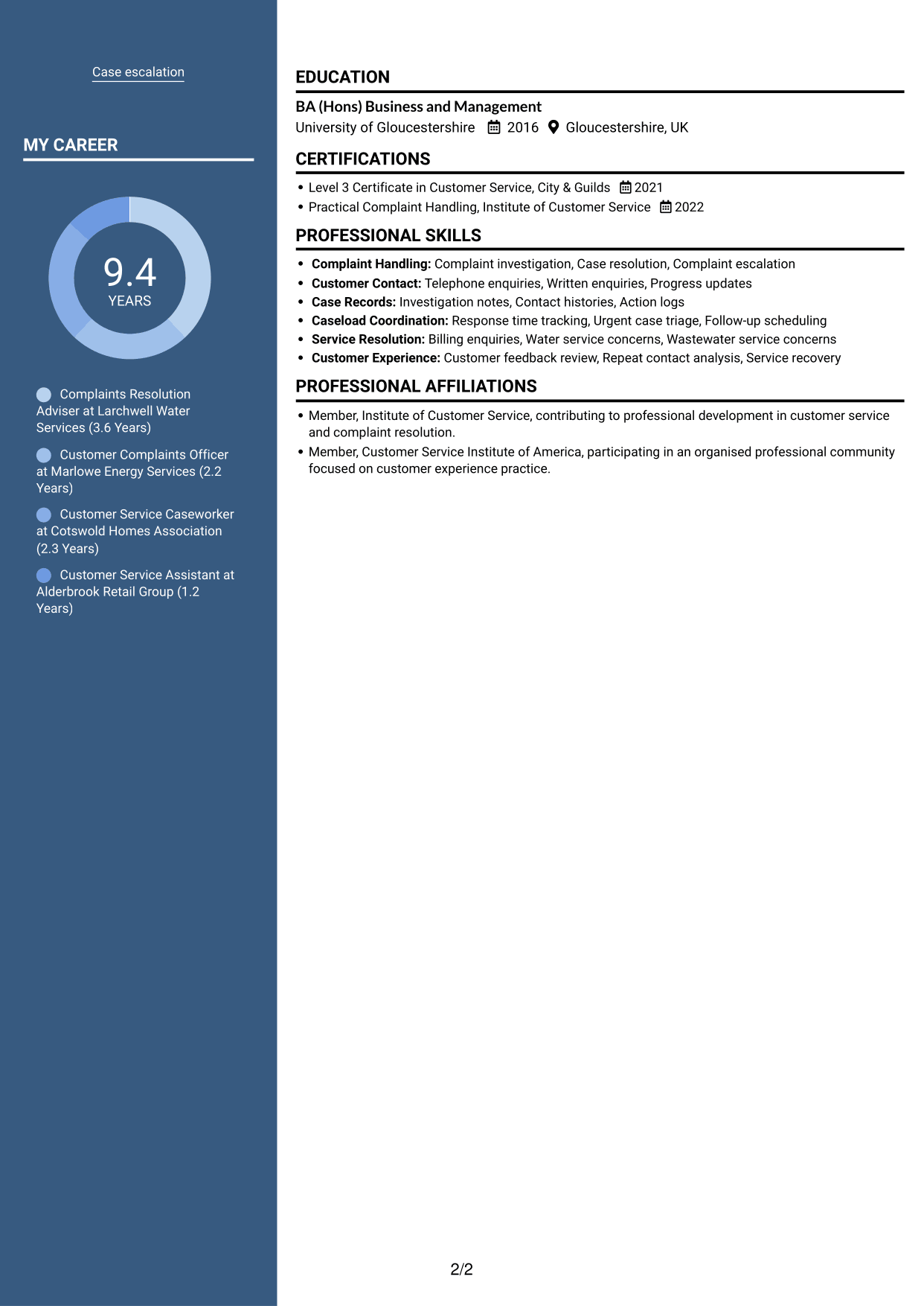CV example — page 2