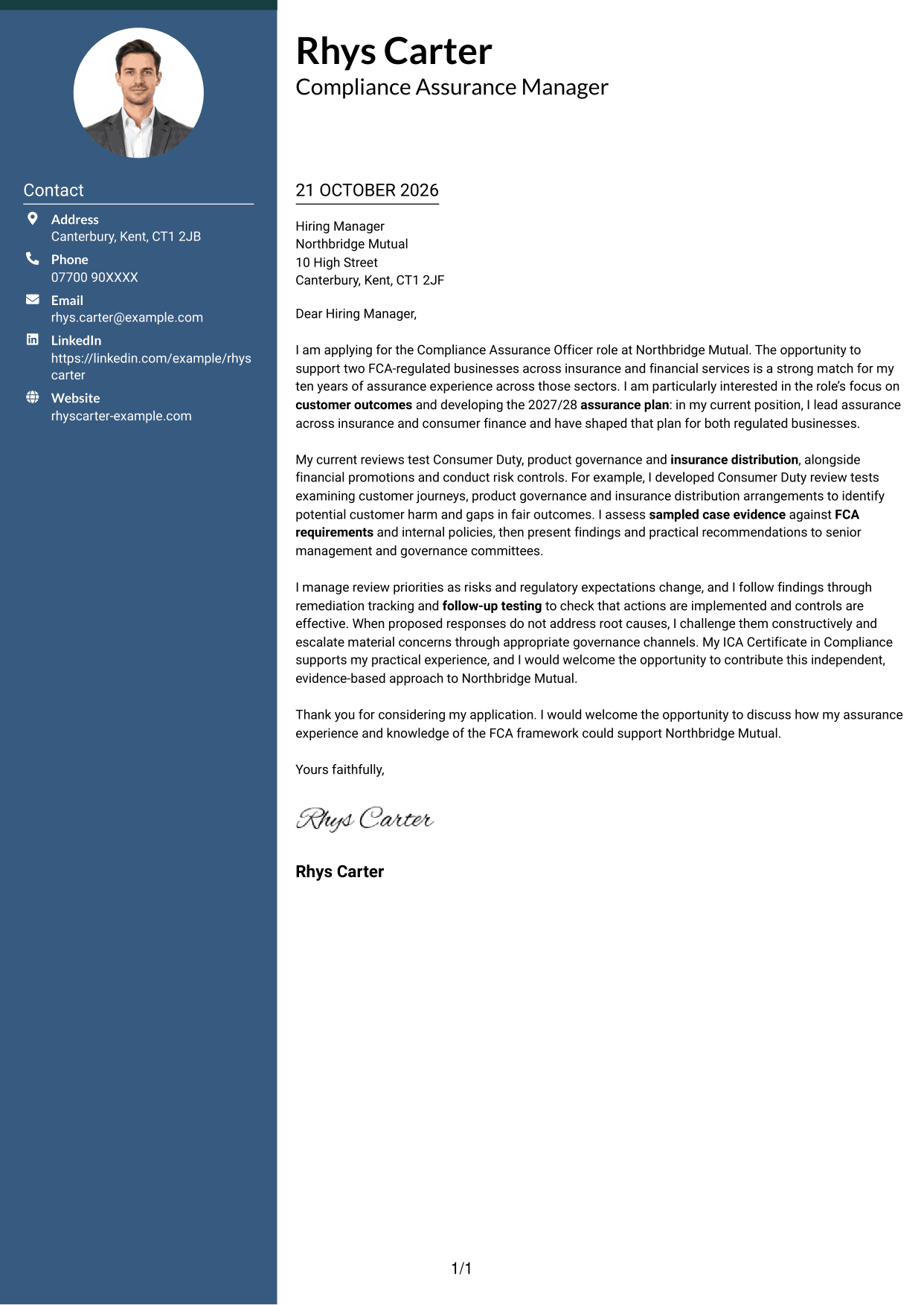 Cover letter example — page 1