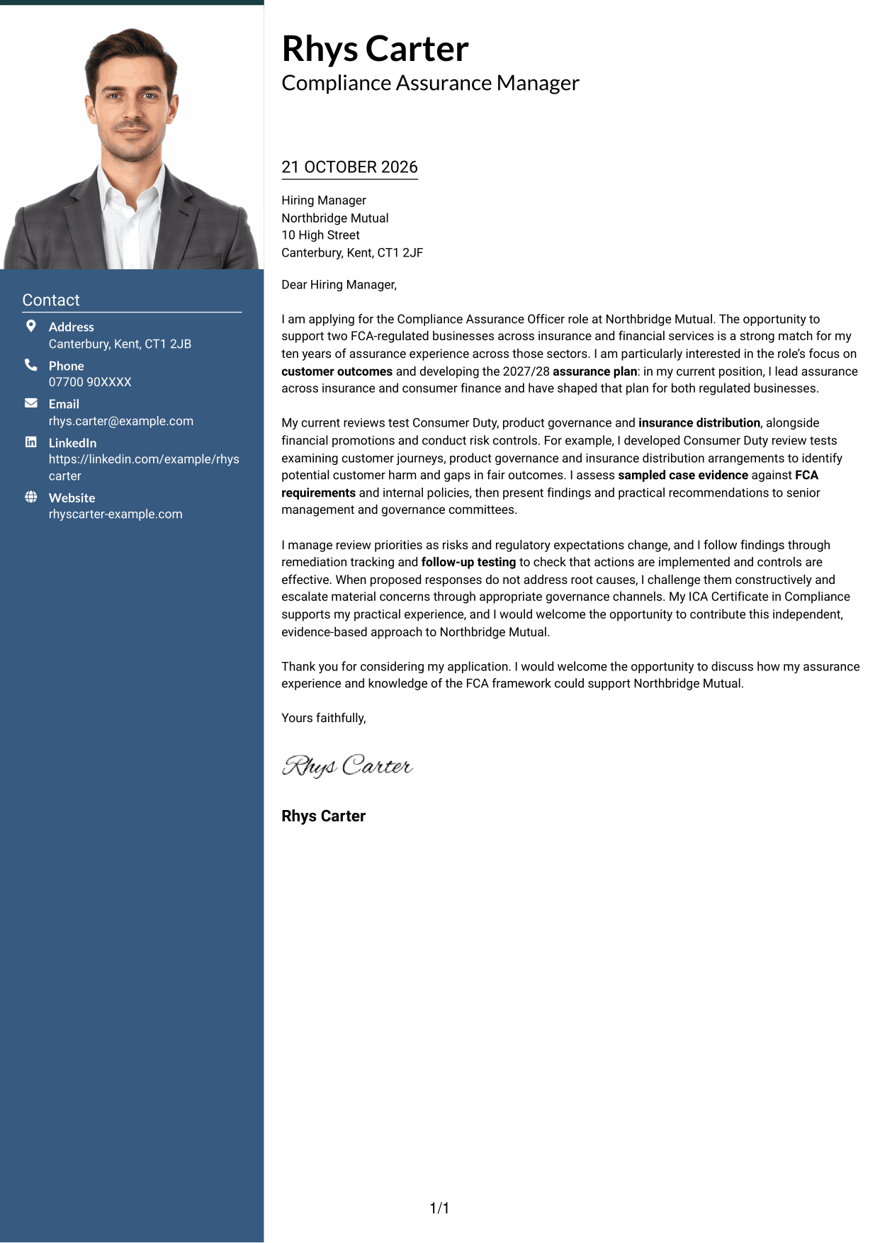 Cover letter example — page 1