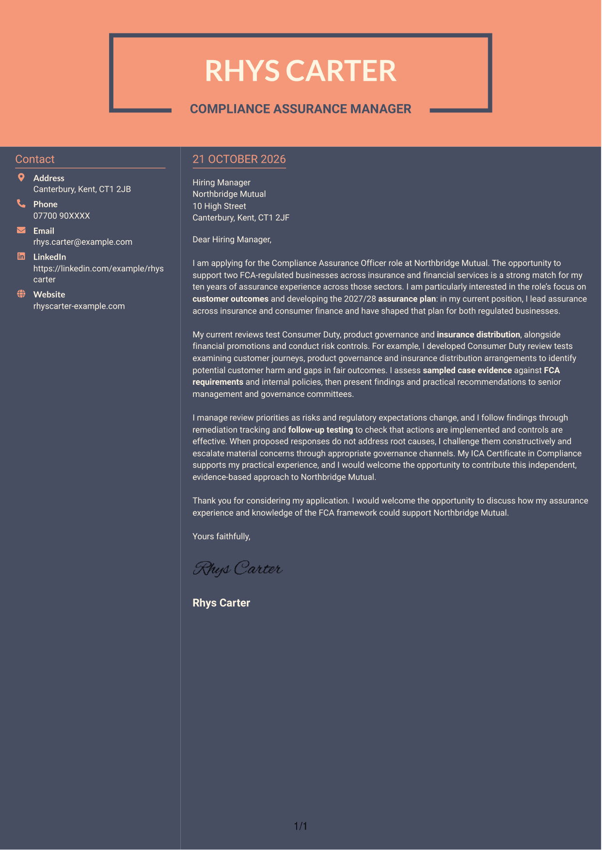 Cover letter example — page 1