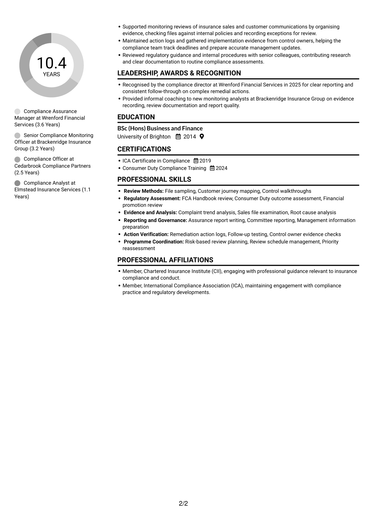 CV example — page 2