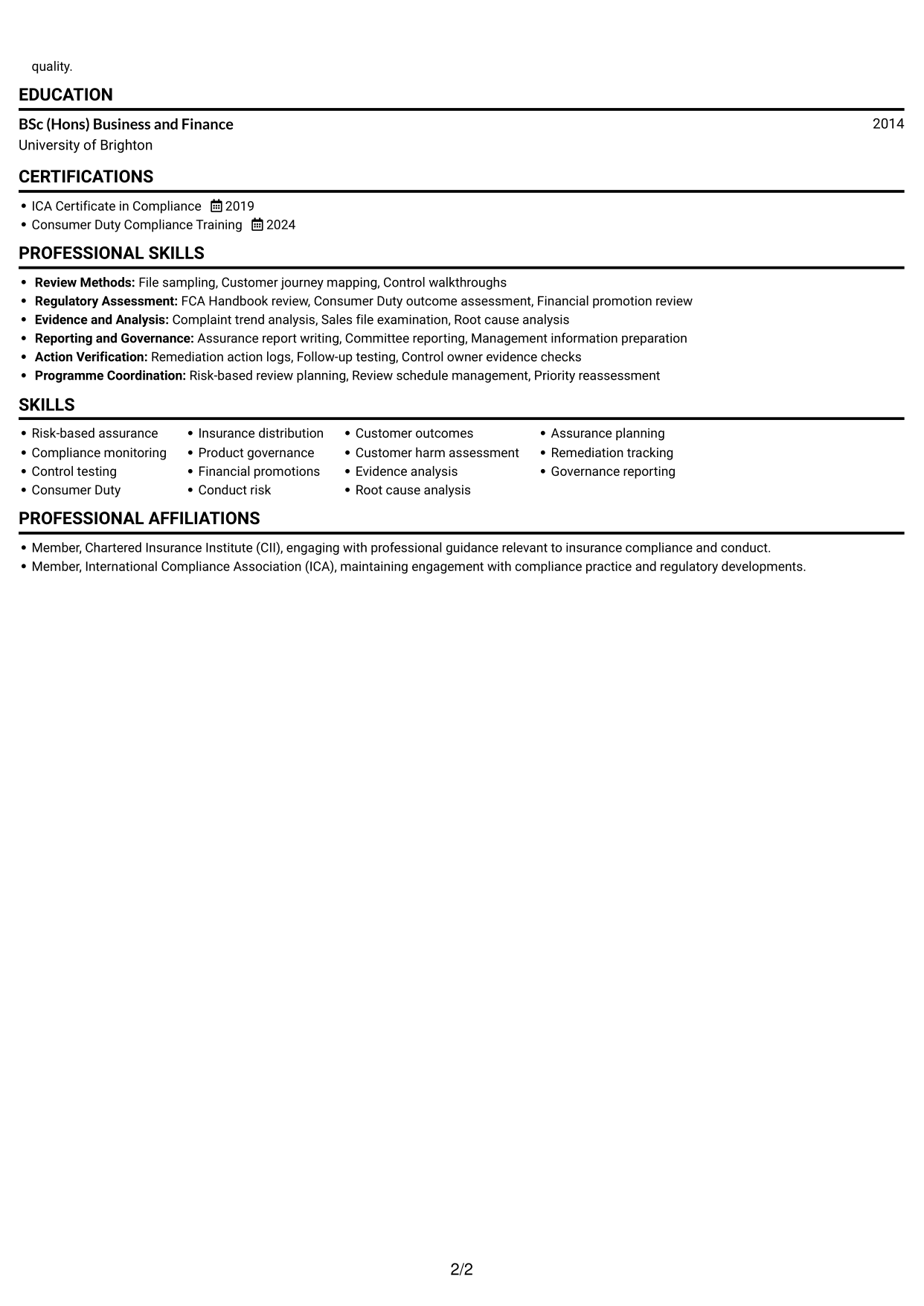 CV example — page 2