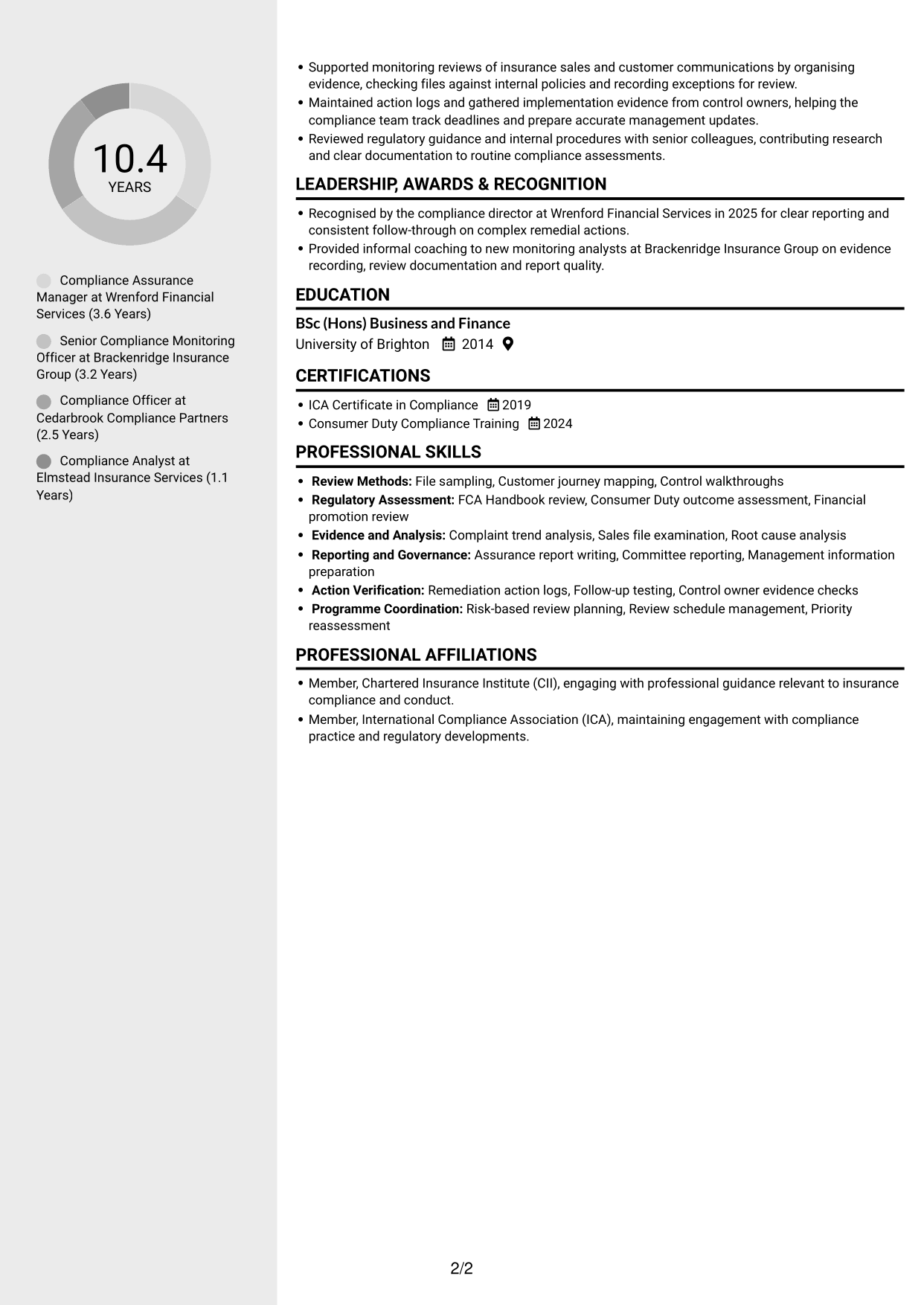 CV example — page 2