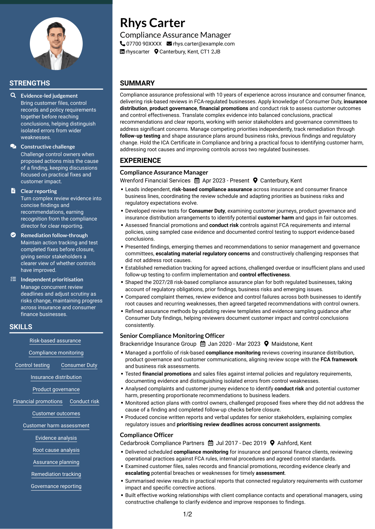 CV example — page 1