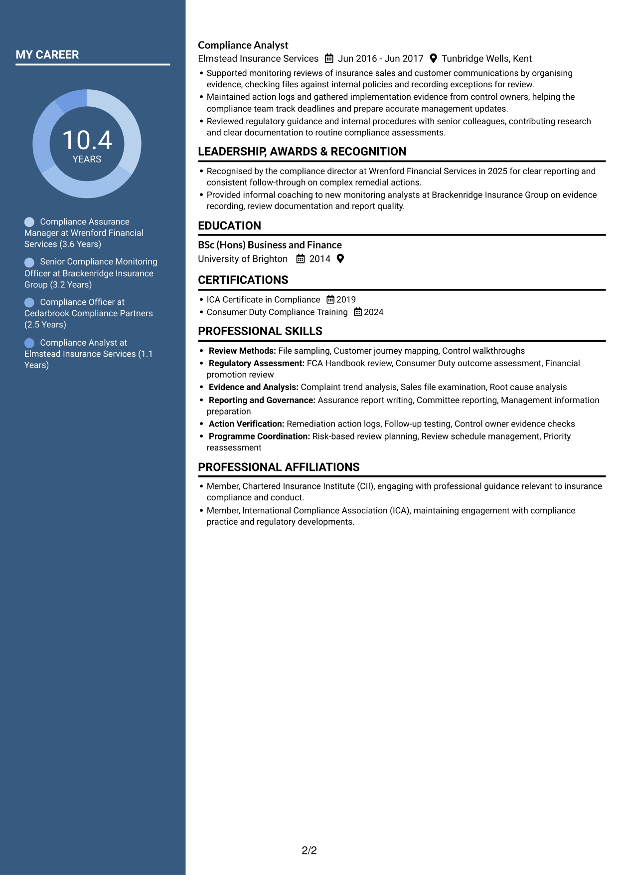 CV example — page 2
