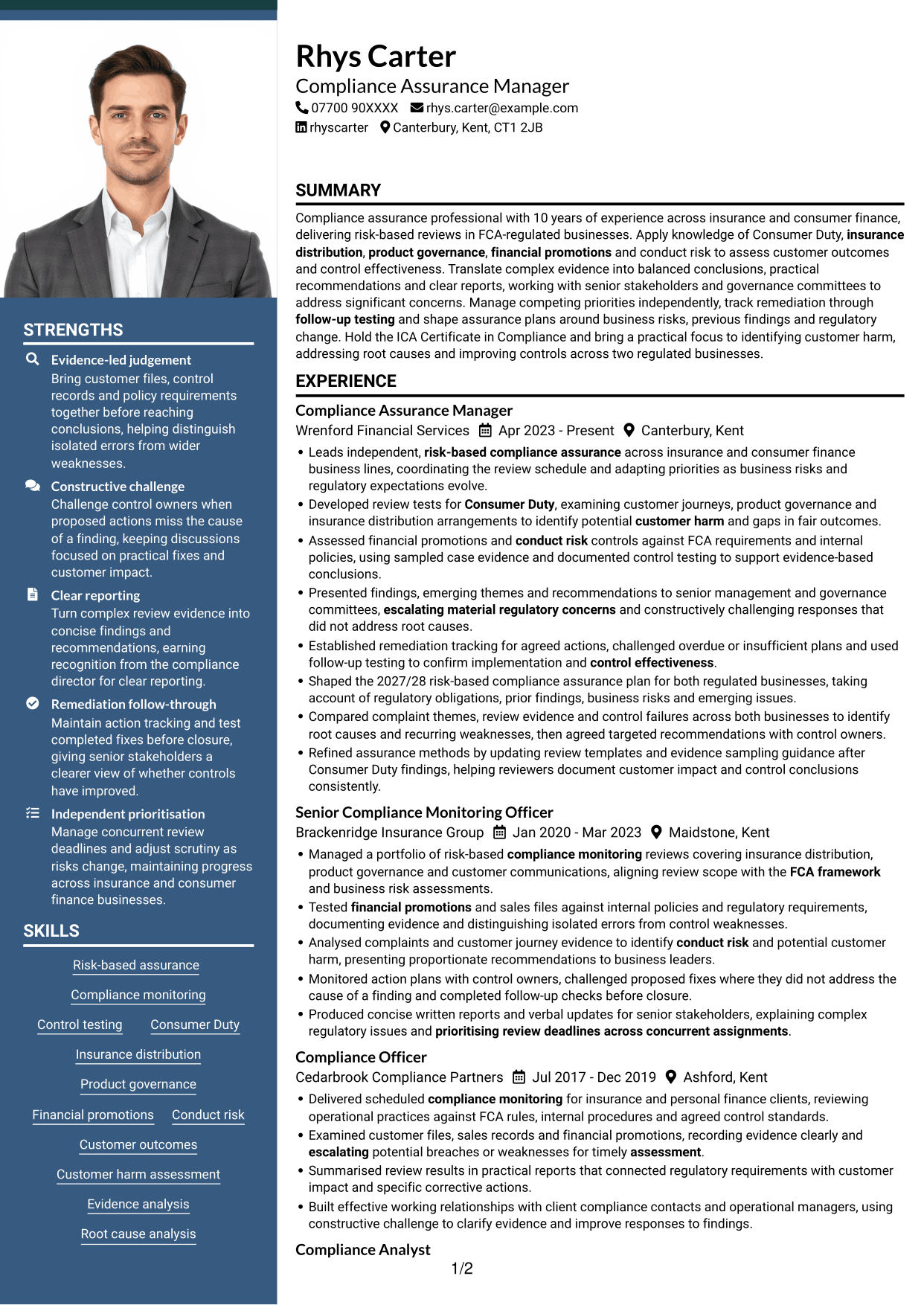 CV example — page 1