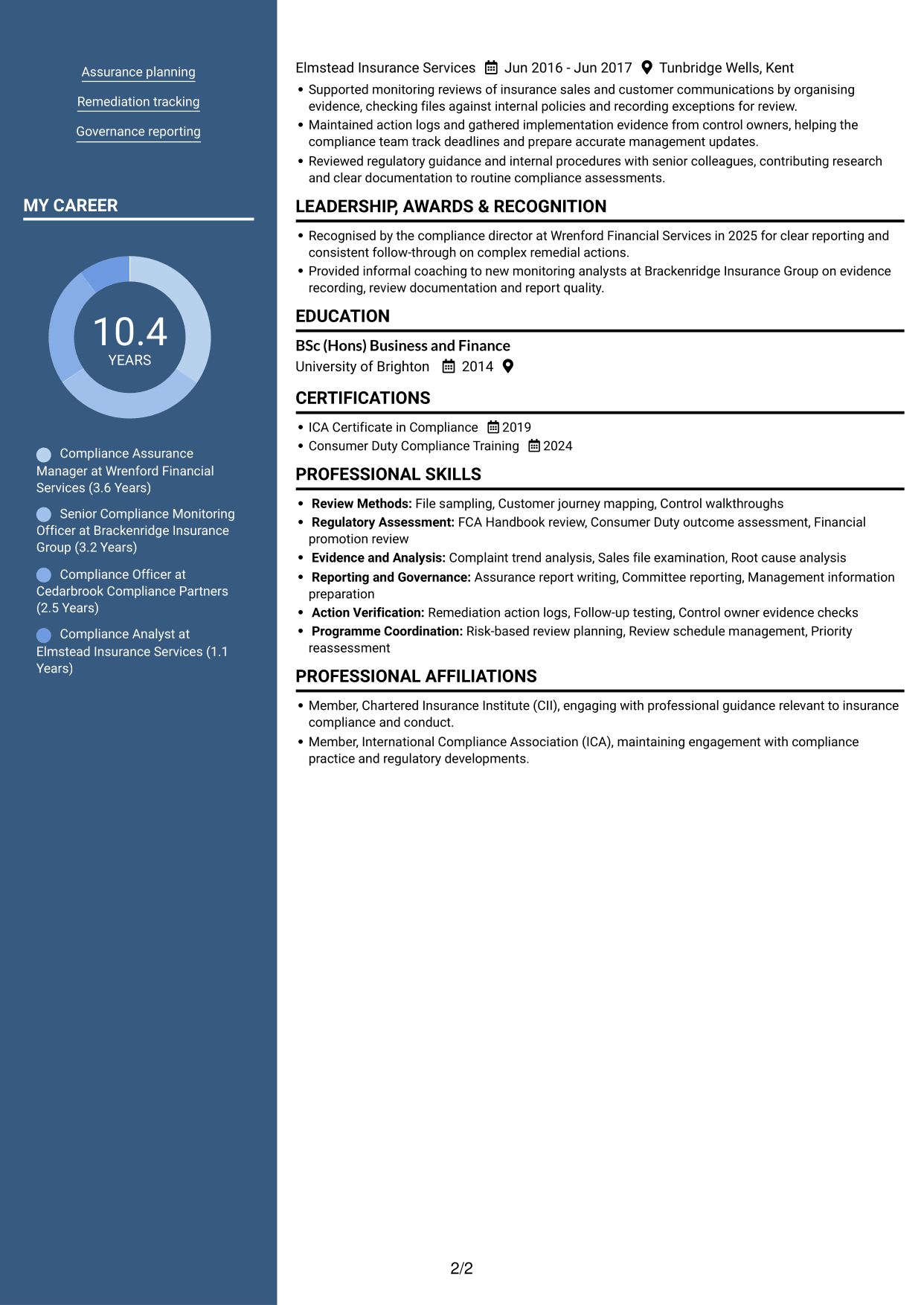 CV example — page 2