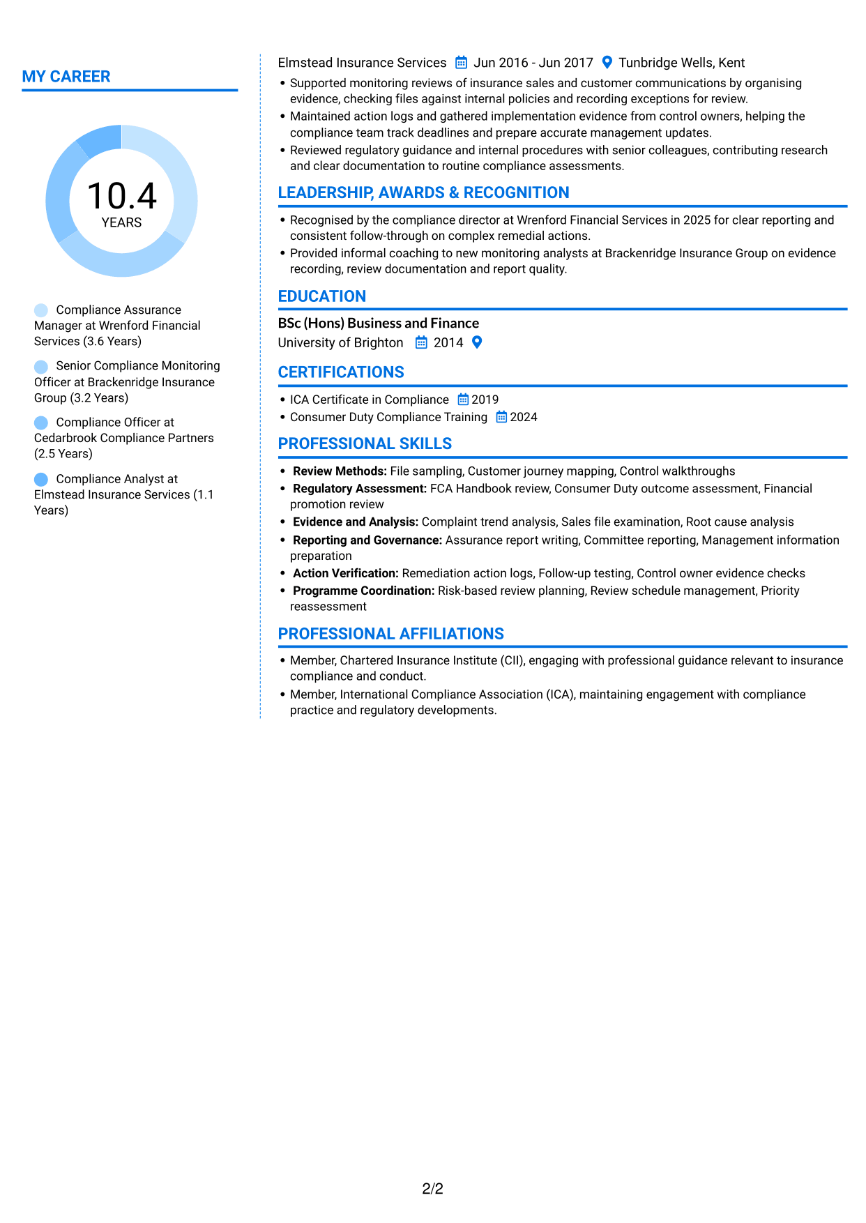 CV example — page 2