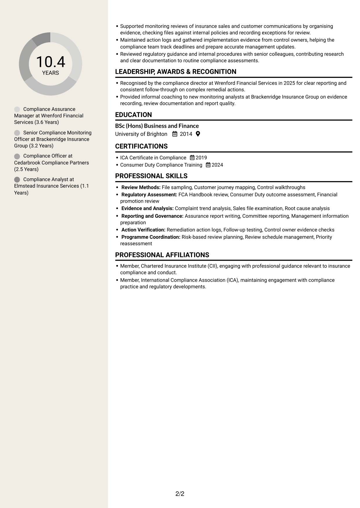 CV example — page 2