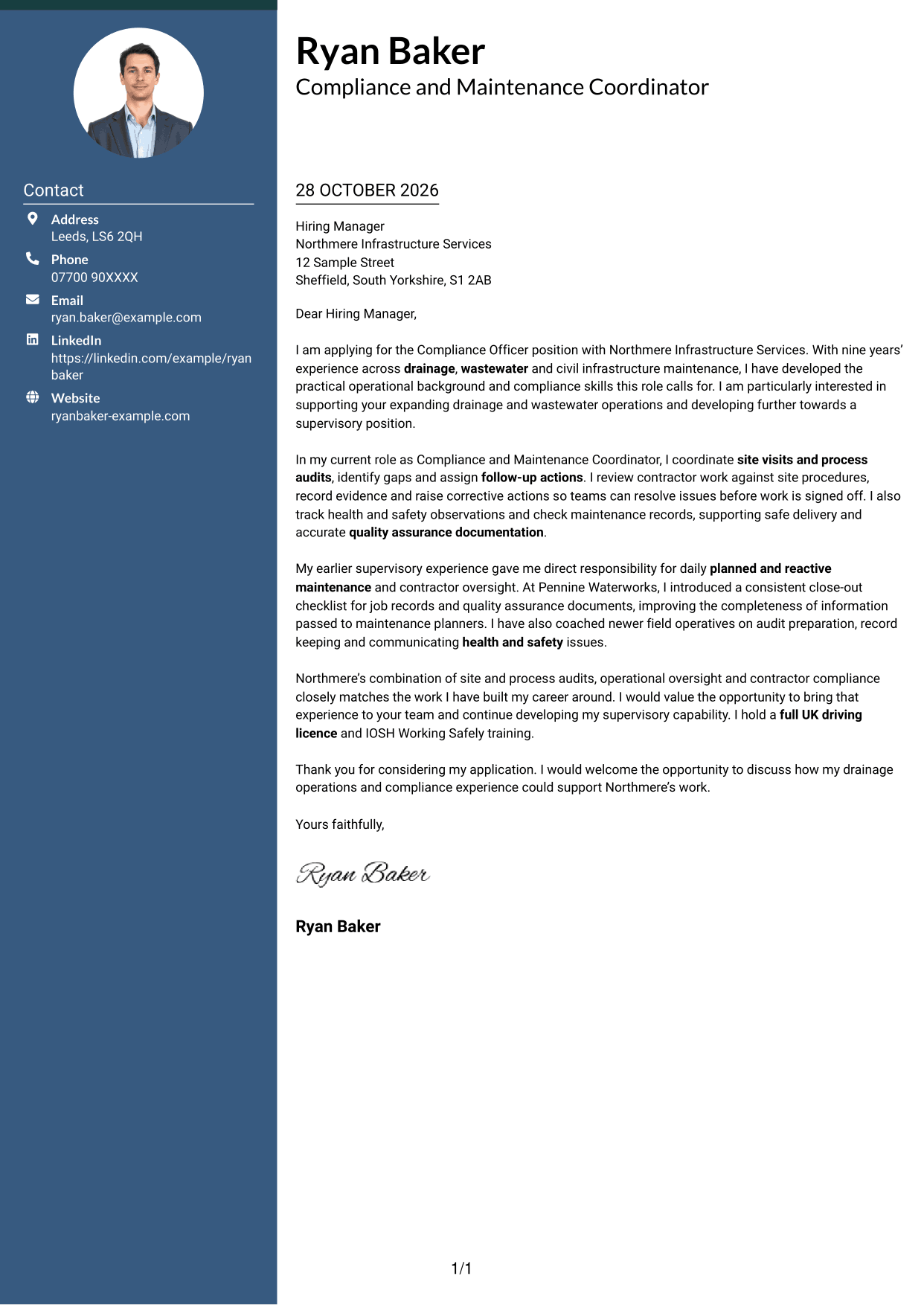 Cover letter example — page 1
