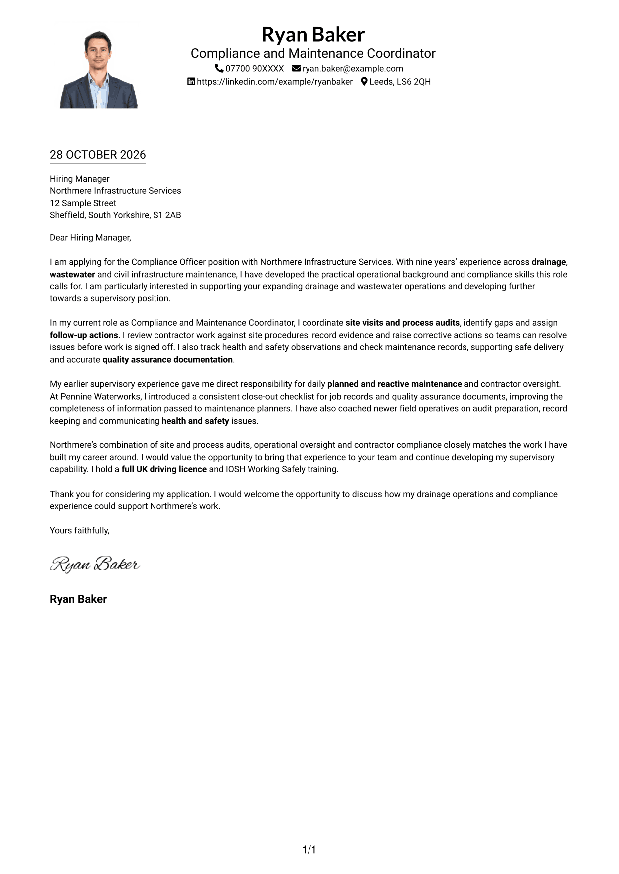 Cover letter example — page 1