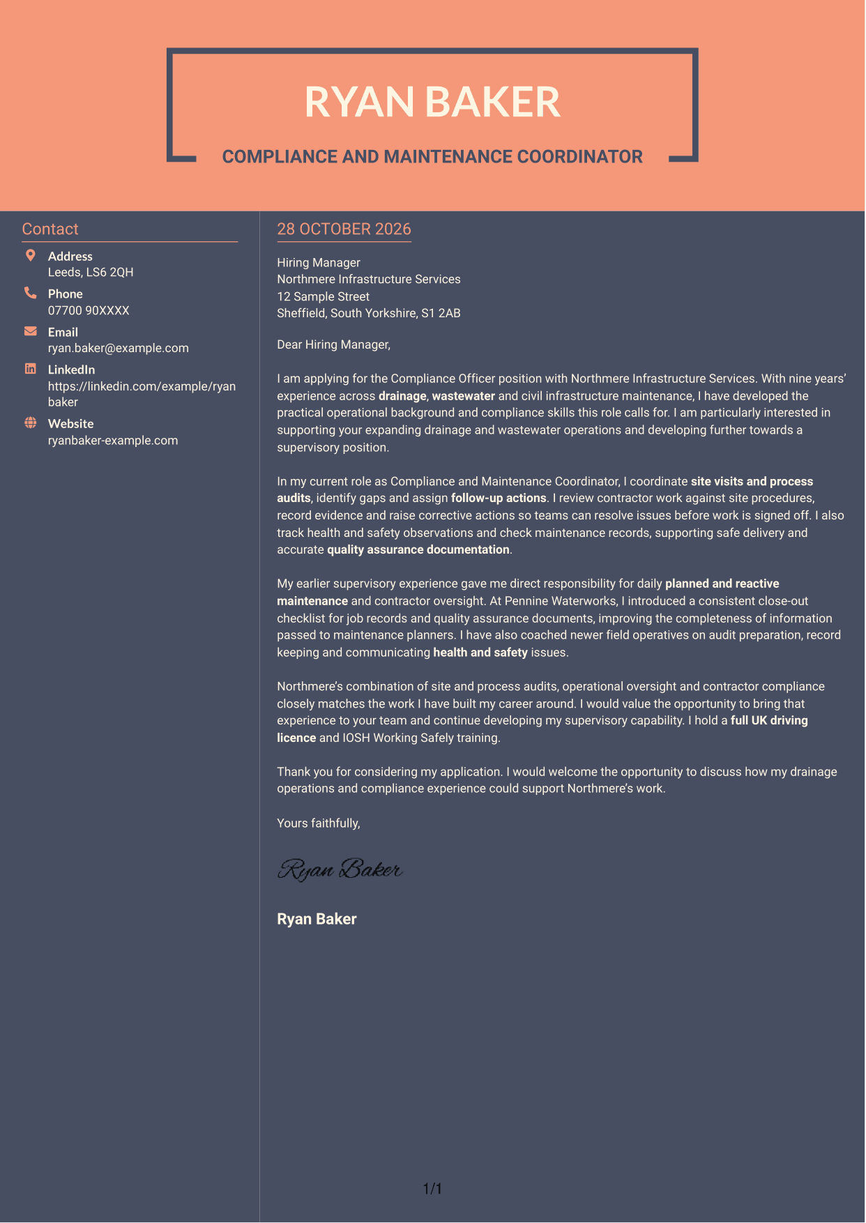 Cover letter example — page 1